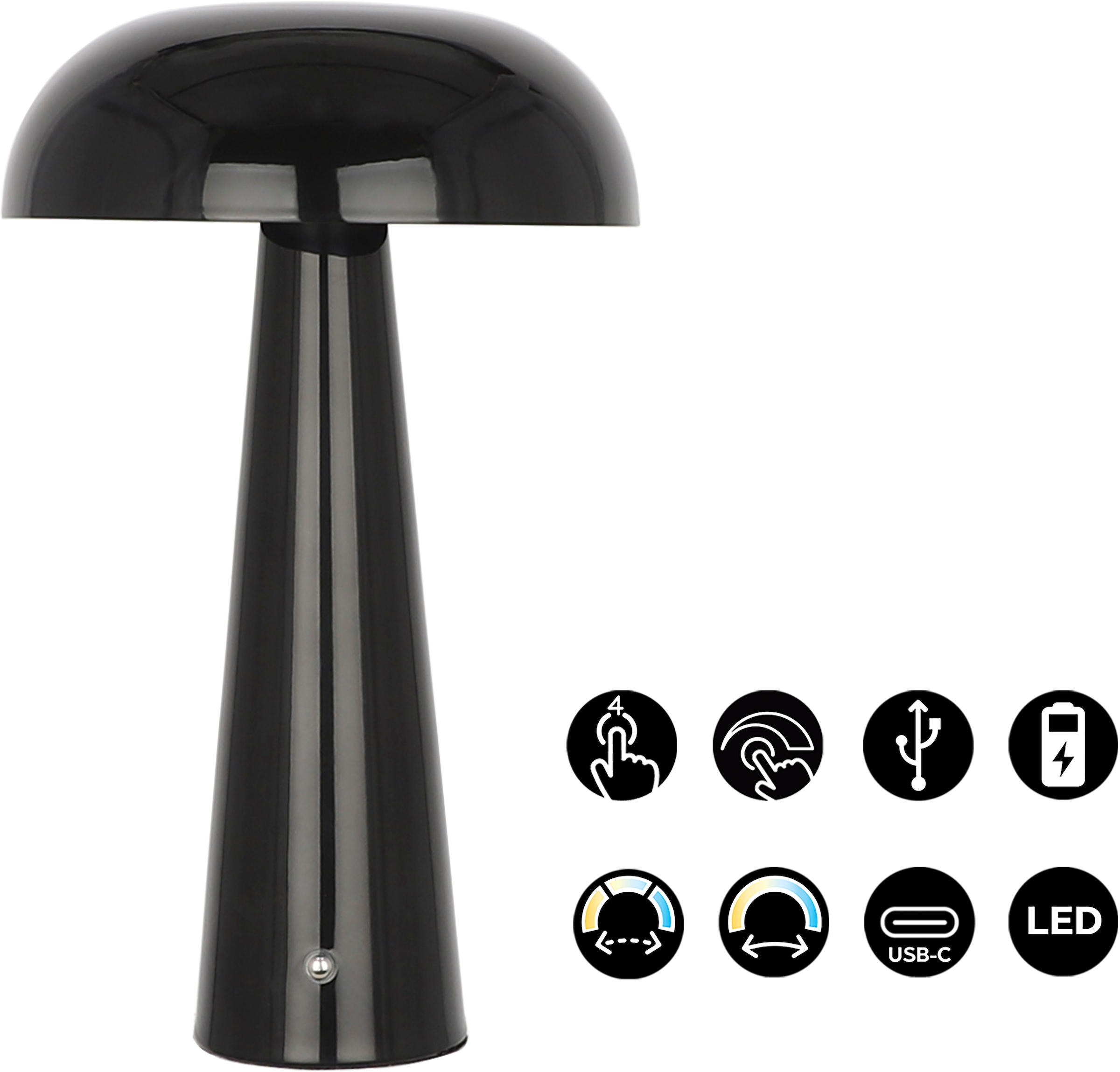 OTTO home LED Tischleuchte »Katniss - Akkuleuchte« LED-Modul 1 Stk. warmweiß - kaltweiß Farbwechsel, 2600 mAh Akku, USB-C, Akkulampe, Tischlampe kabellos