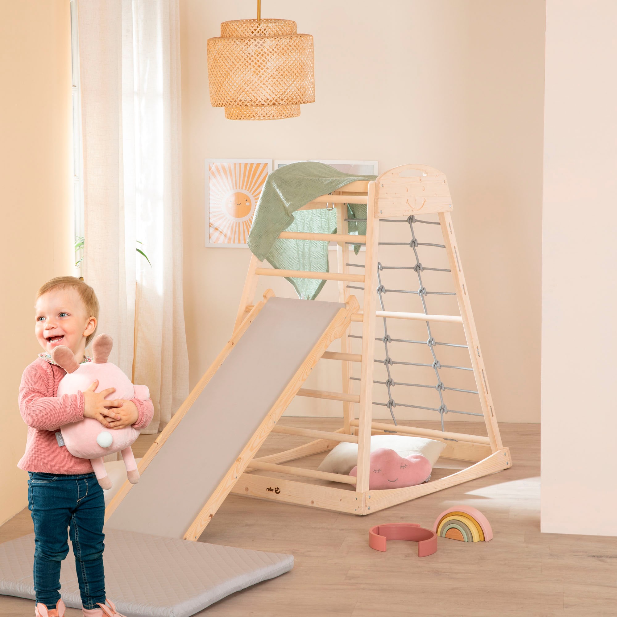 roba® Klettergerüst »Montessori Indoor Spielturm«, Belastbar bis 70 kg