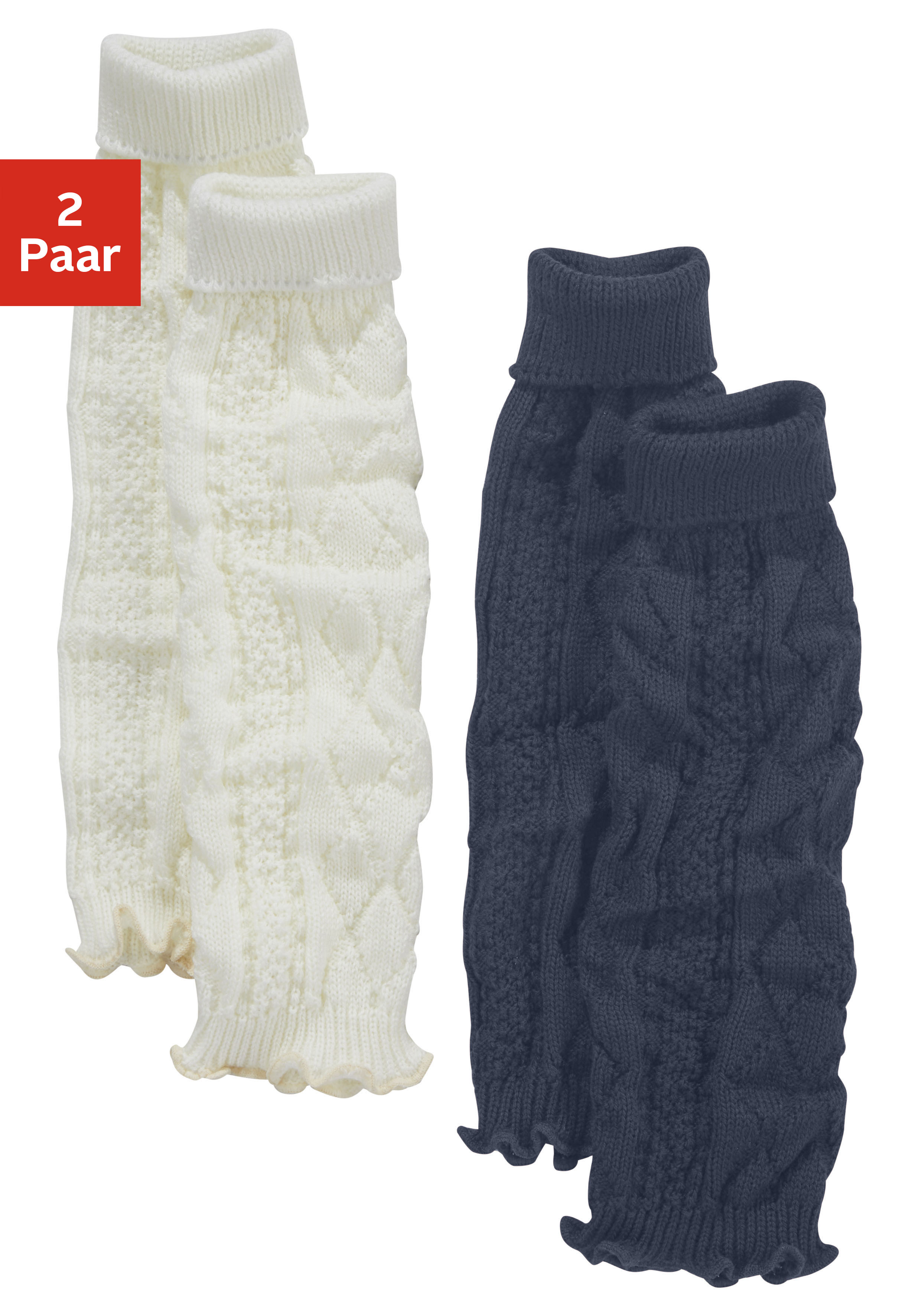 Lavana Stulpensocken "gestrickte Beinstulpen, Beinwärmer für Ballett, Tanz und Sport" Packung, 2 Stk. tlg. mit Zopfstrickmuster