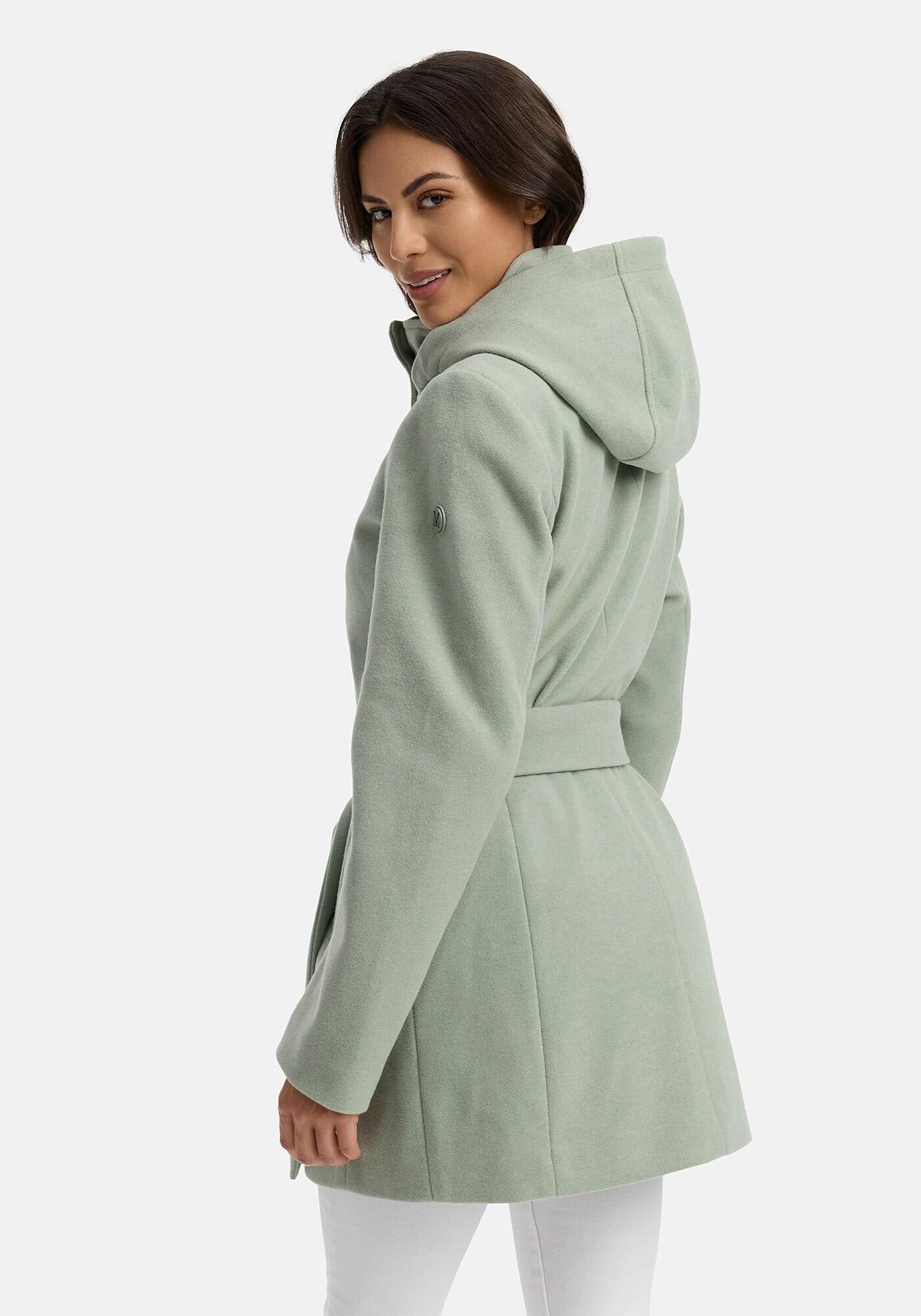 Marikoo Kurzmantel »Katalinaa«, Eleganter Wickel Mantel mit Taillengürtel und Oversized Hood Kapuze