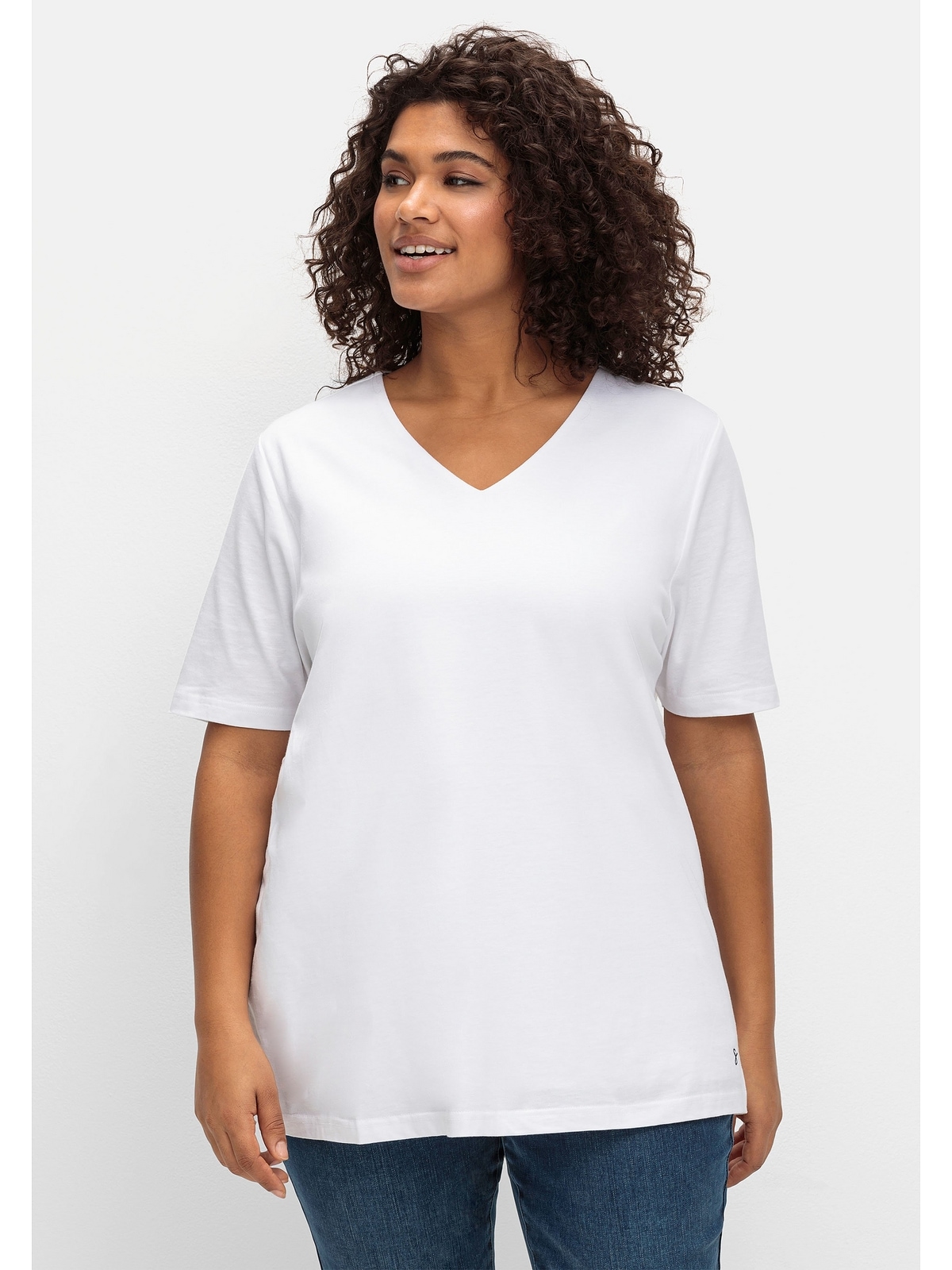 T-Shirt »Große Größen«, mit doppellagigem Vorderteil