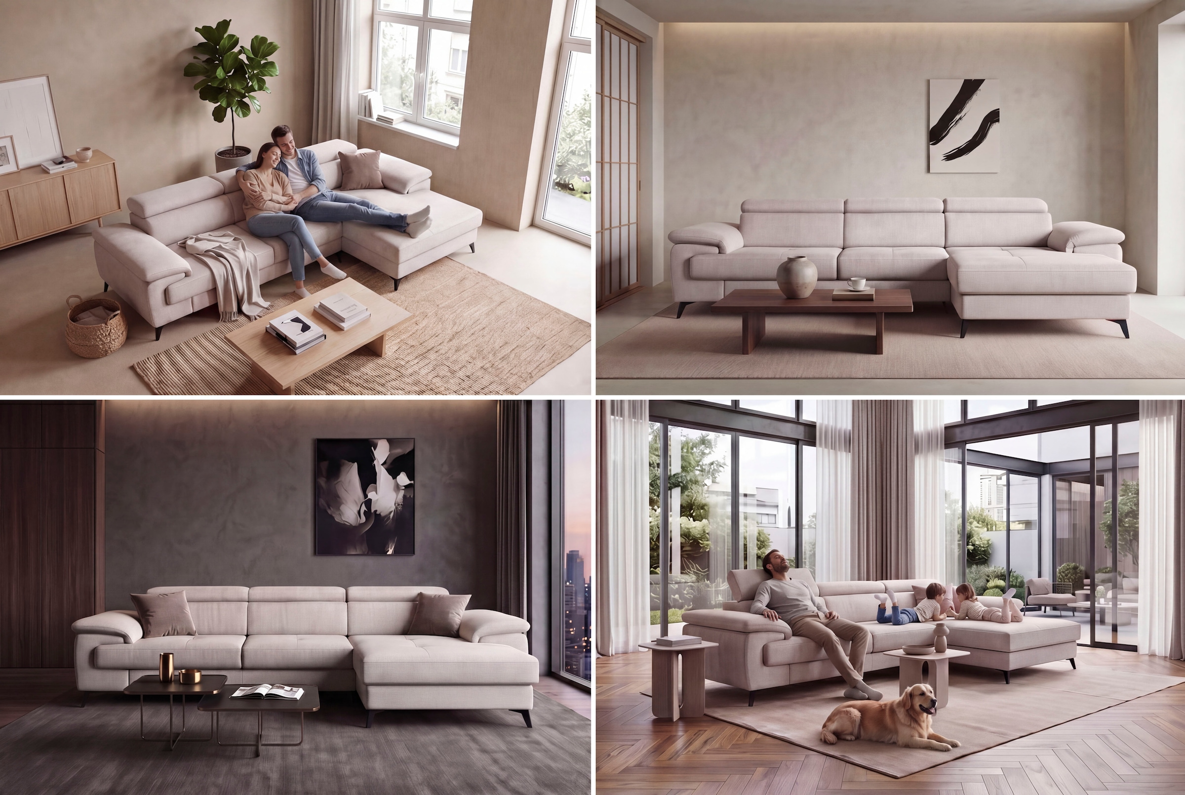 OTTO home Ecksofa »Astra L-Form, B: 300 cm, inkl. Kopfteilverstellung« opt. Schlaffunktion + XL-Bettkasten, LF:222x124cm, Wellenunterfederung