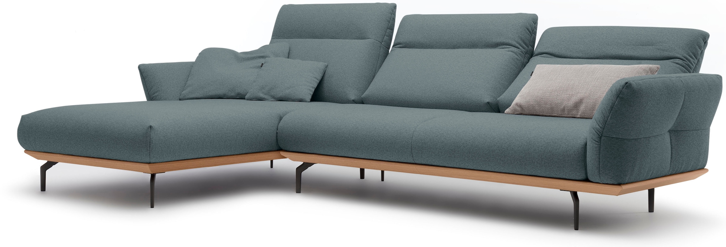 Creation BY ROLF BENZ Ecksofa »CR.460«, Sockel in Eiche, Winkelfüße in Umbragrau, Breite 318 cm