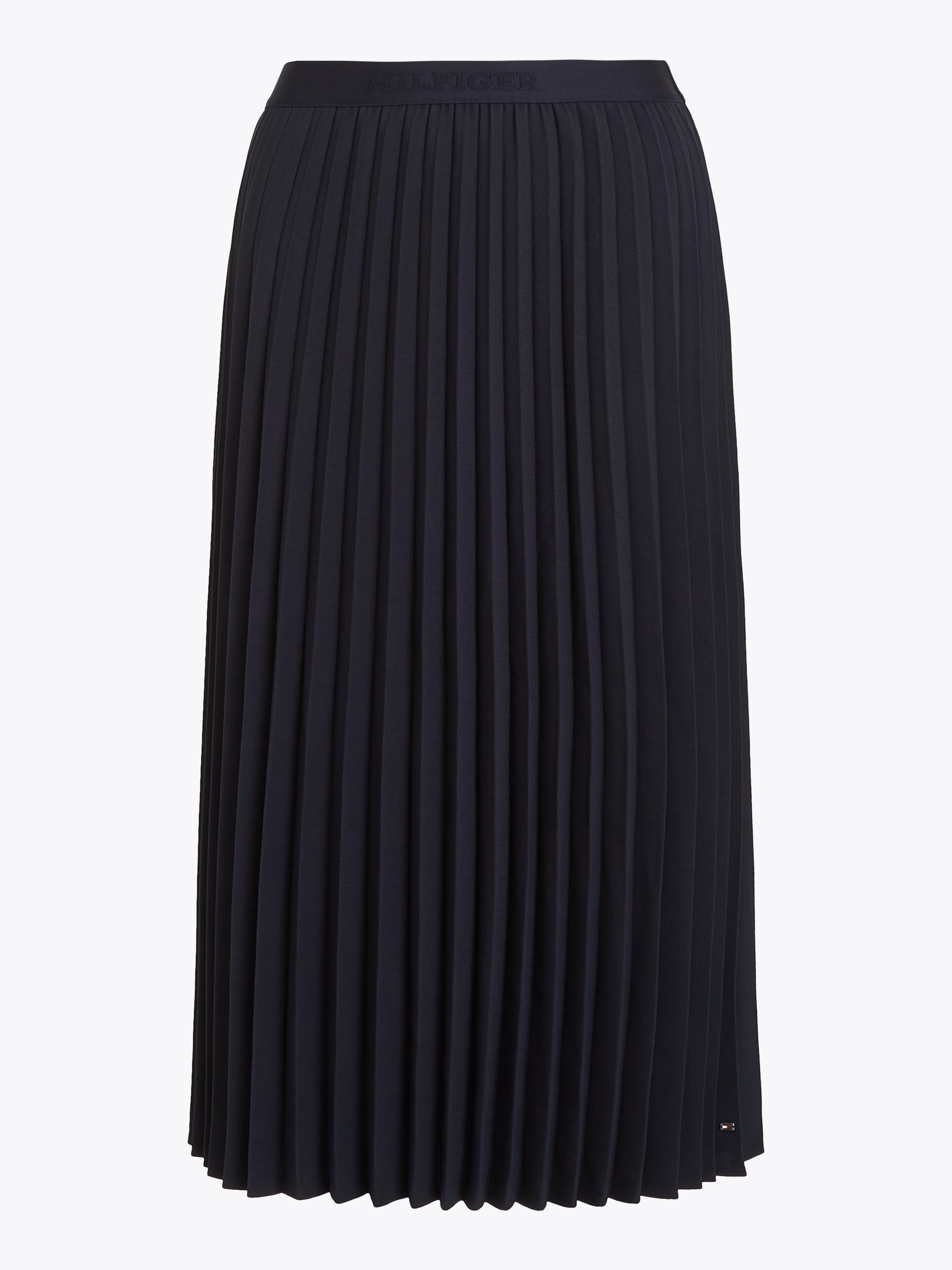 Tommy Hilfiger Plisseerock »FLUID TWILL PLEATED MIDI SKIRT«, Webrock mit Markenlabel