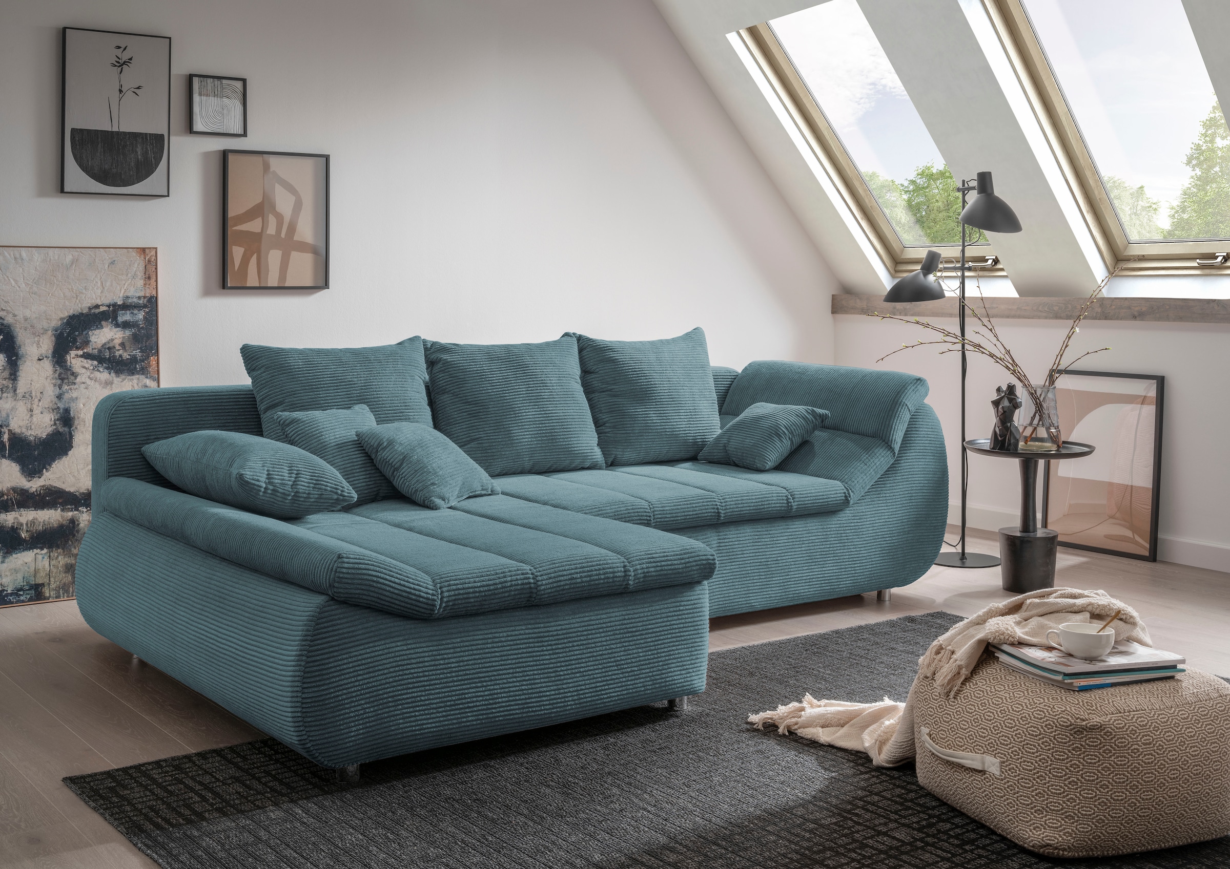 INOSIGN Ecksofa "Imola elegant und bequem, aktuelle Steppung im Sitz, L-For günstig online kaufen