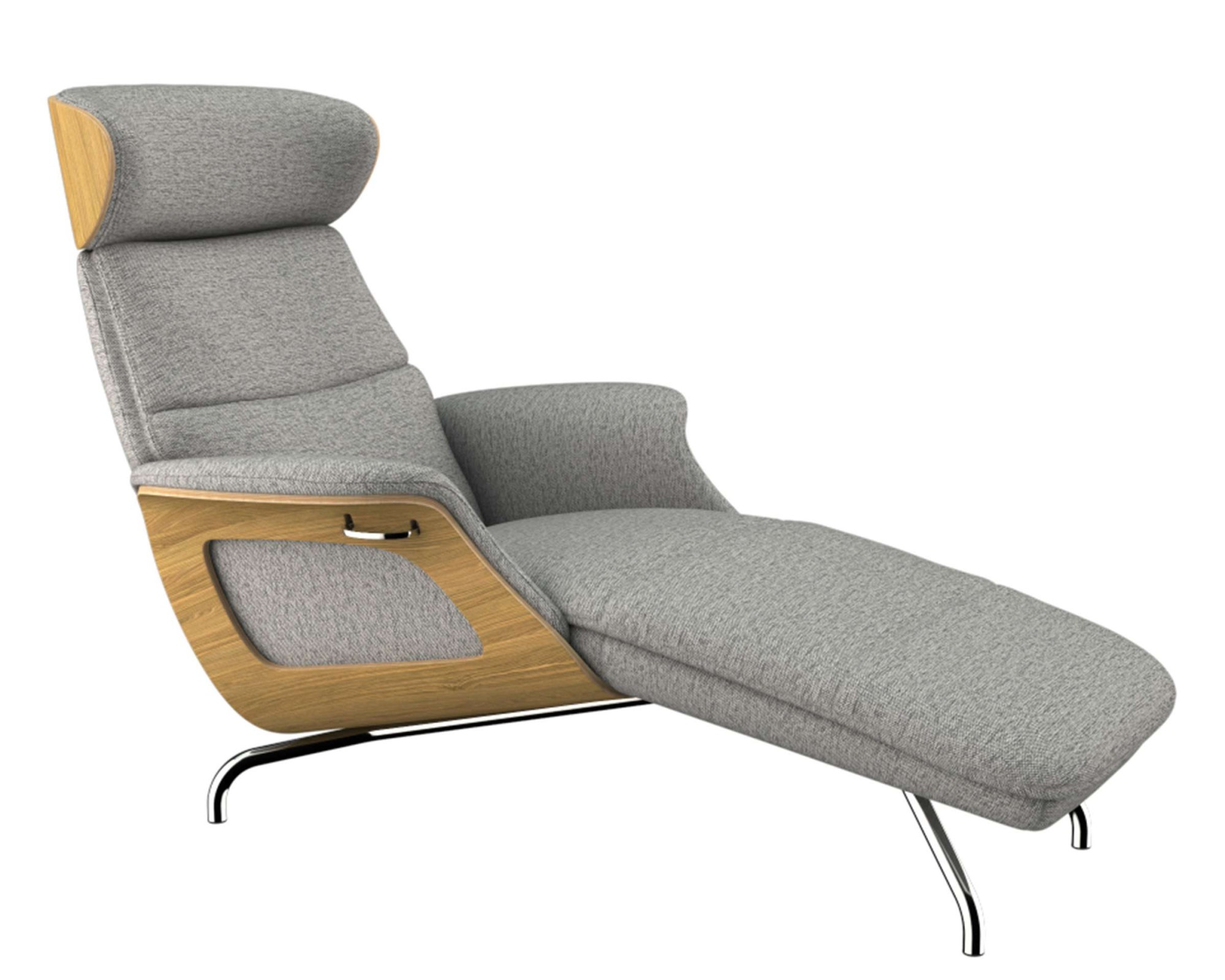 FLEXLUX Loungesessel »Clement Chaislongue, Relaxstuhl, Liegesessel,«, Rücken- & Kopfteilverstellung, Armlehne, Eiche geölt, Fuß Alu