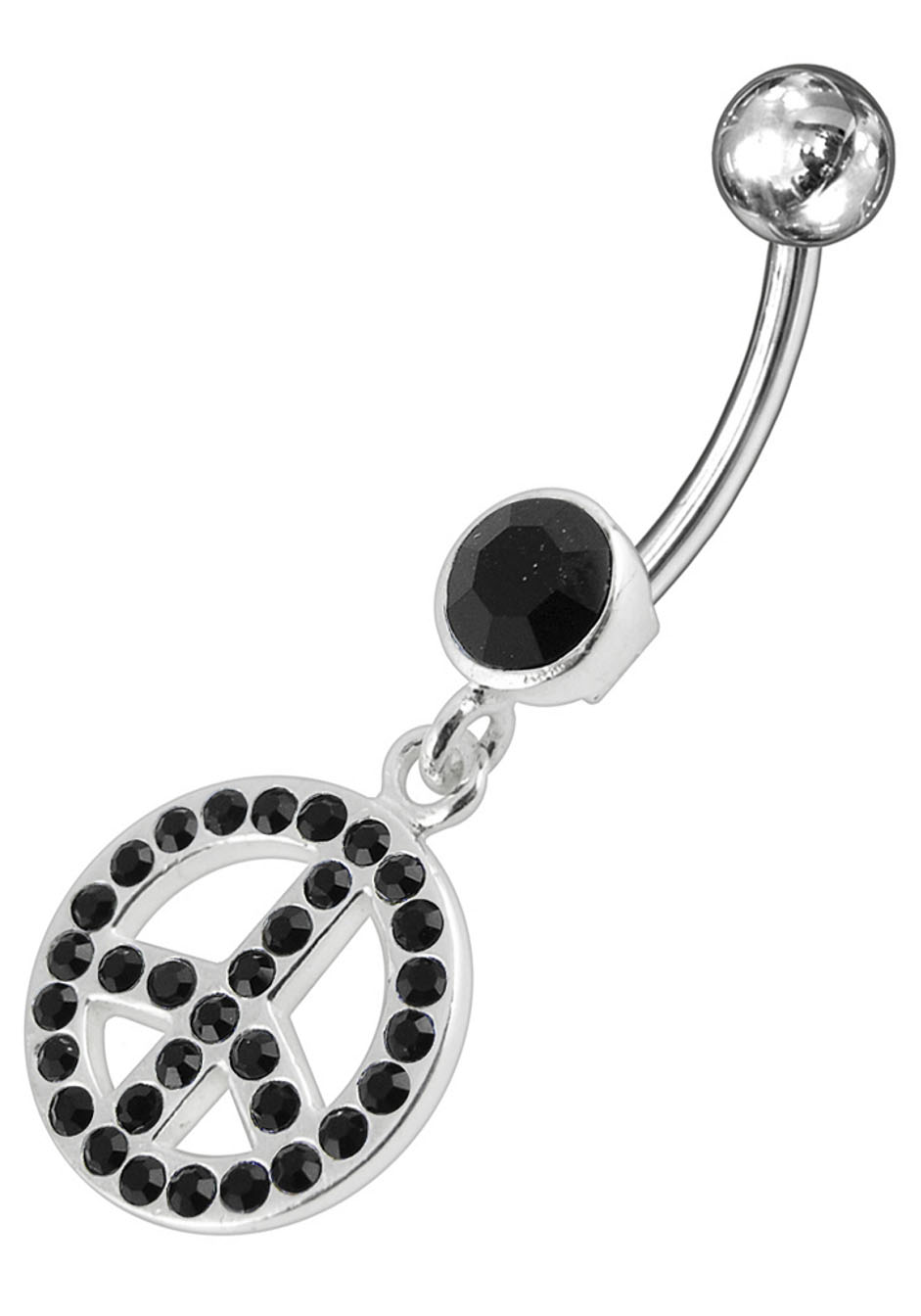 Bauchnabelpiercing »Schmuck Geschenk, PEACE, Friedenssymbol«, mit Zirkonia (synth.)