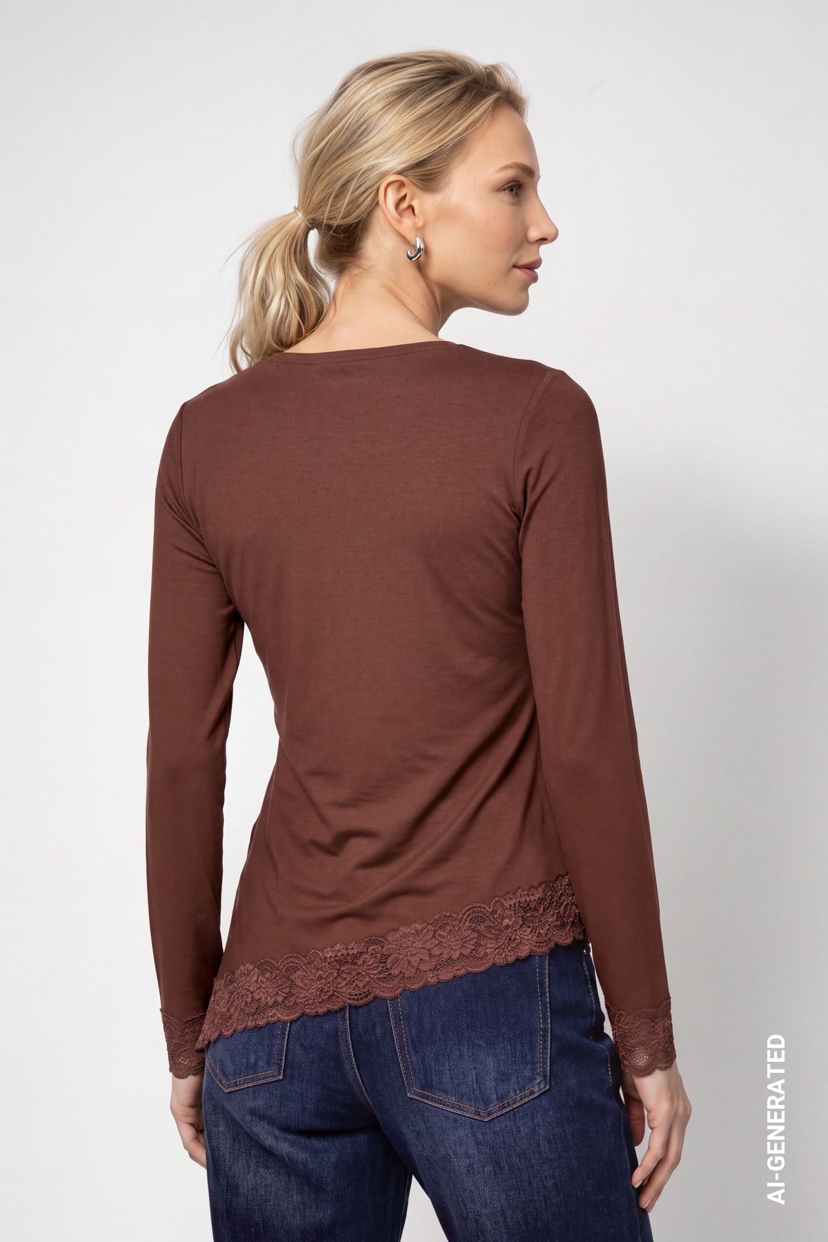 Monari Langarmshirt »Shirt Spitzensaum« Regular fit mit Spitzenkante