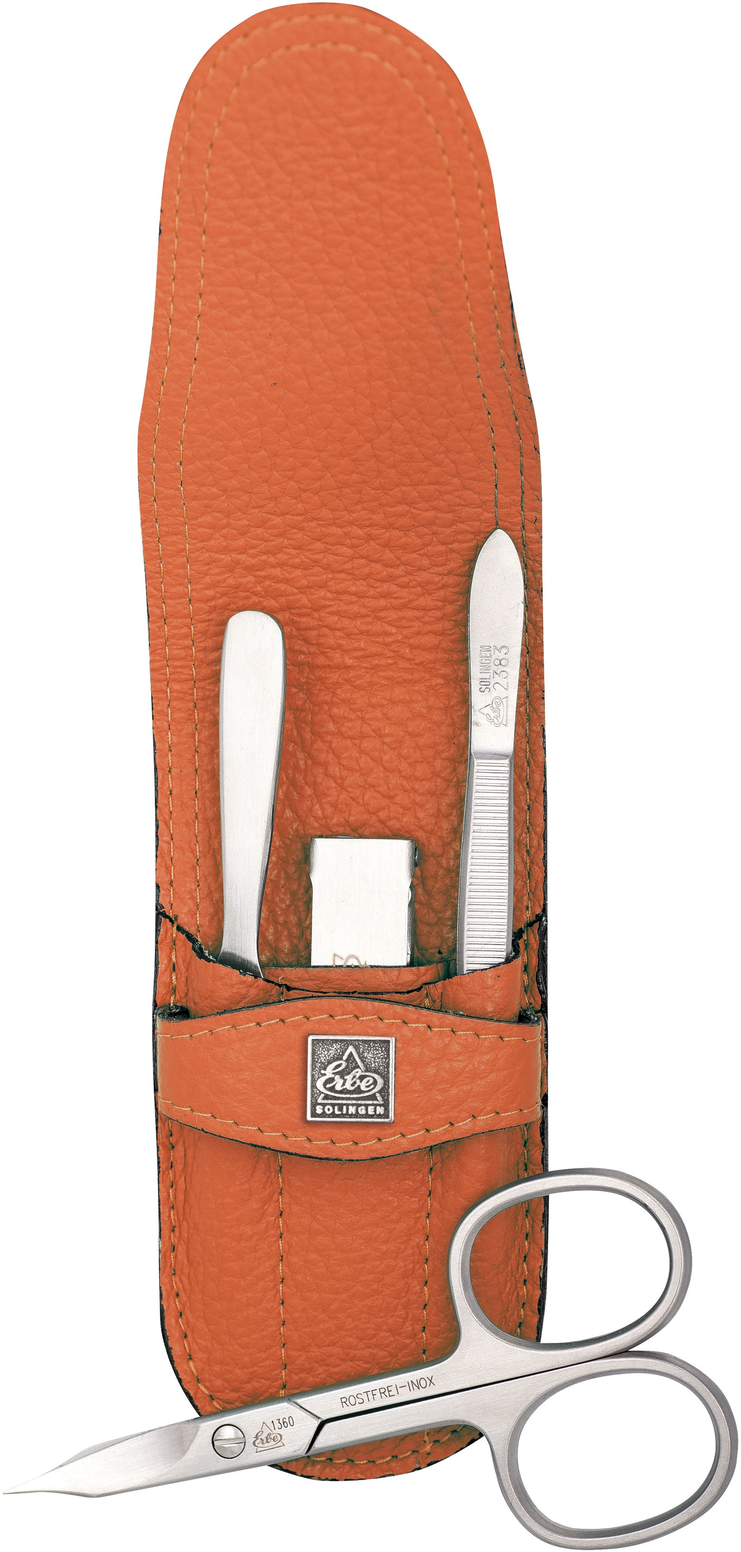 ERBE Kinder Maniküre-Etui "ERBE Maniküre Set Steck-Etui Serie "Piemont", hellgrün, 4-tlg., Inox", B/H/T: 50mm x 110mm x 20mm 4, orange, B:50mm