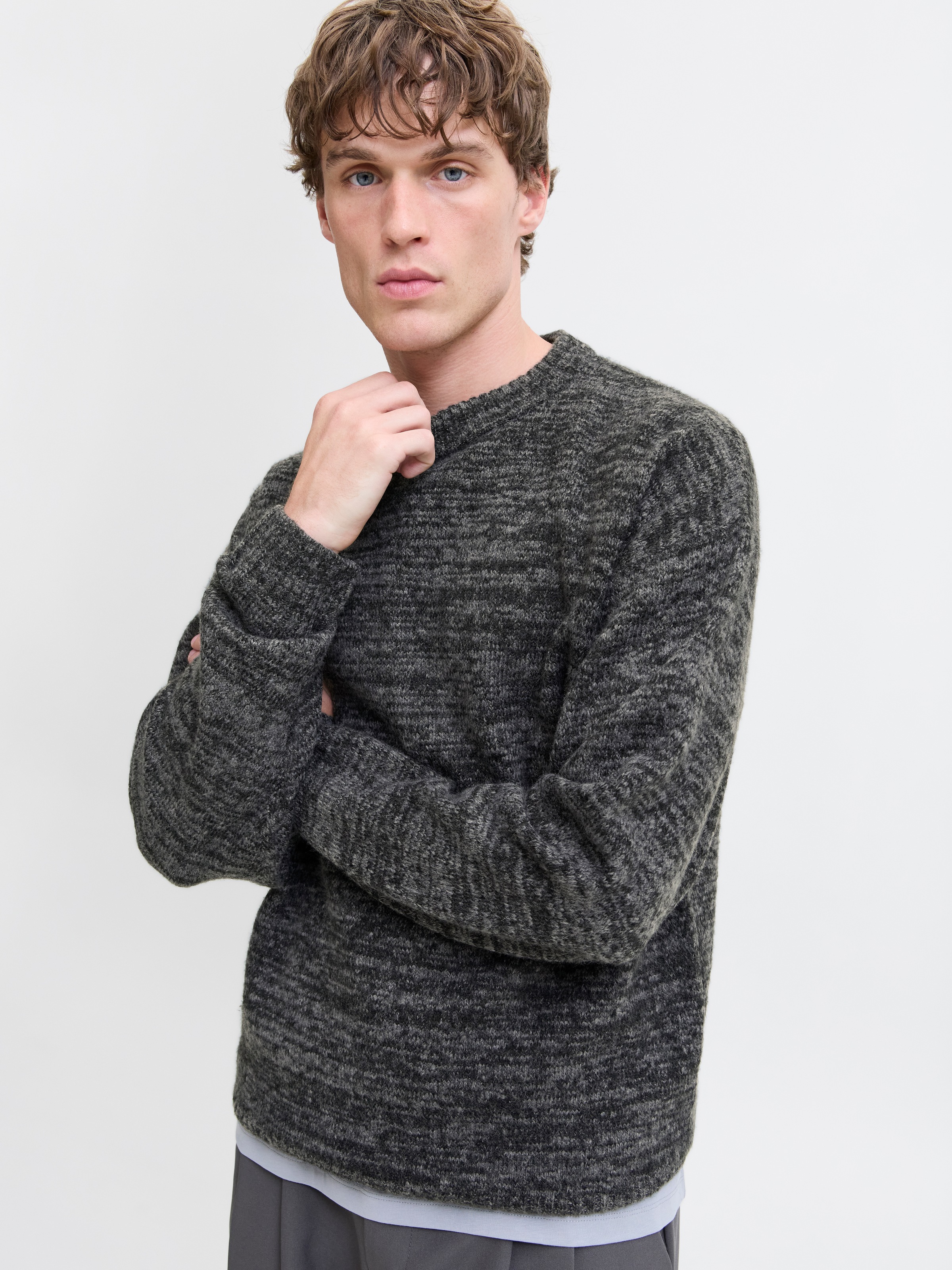 Jack & Jones Rundhalspullover "JJESOHO OLLIE KNIT CREW NECK SN" Materialmix günstig online kaufen