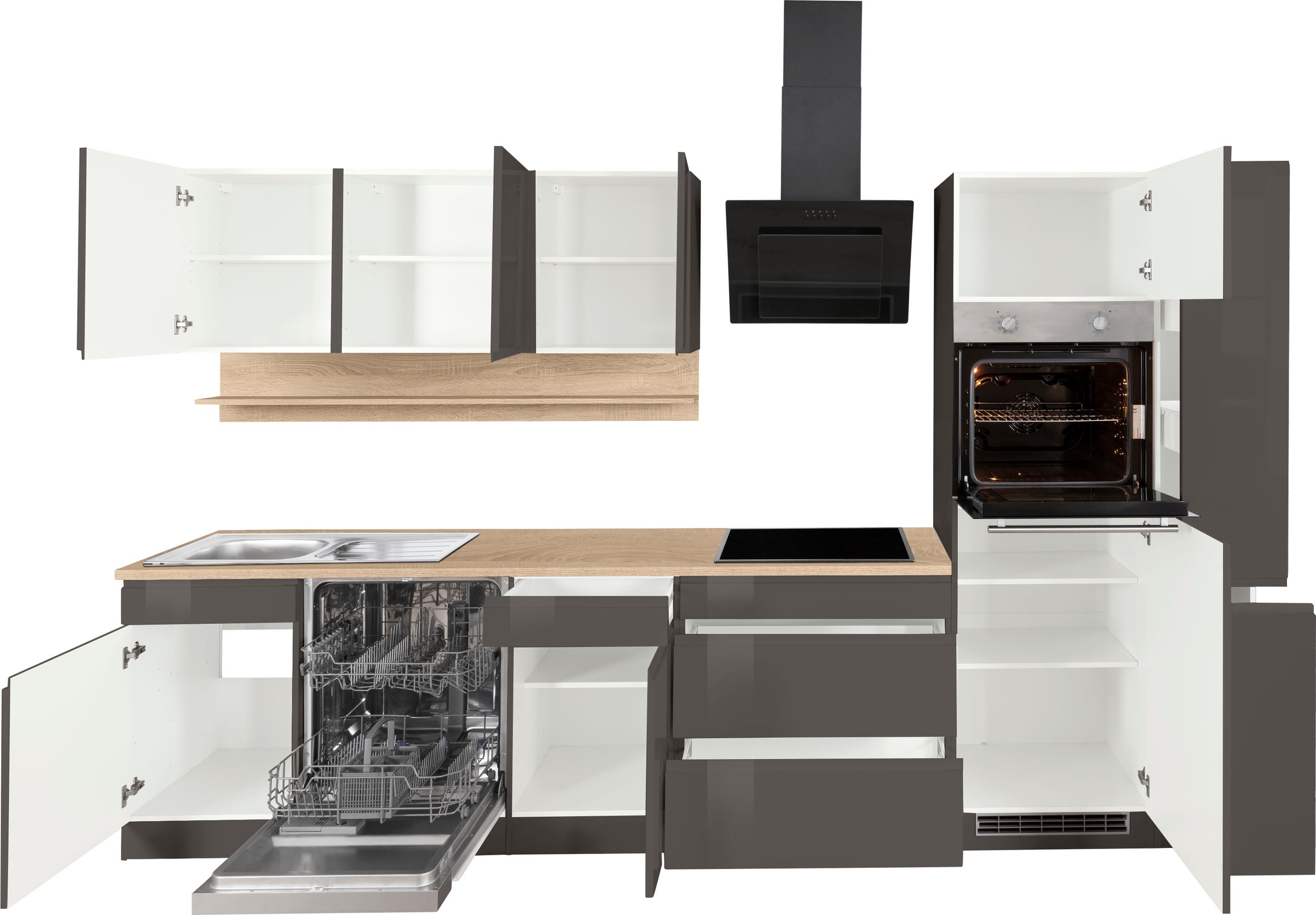 KOCHSTATION Küchenzeile »KS-Virginia«, Breite 330 cm, mit E-Geräten