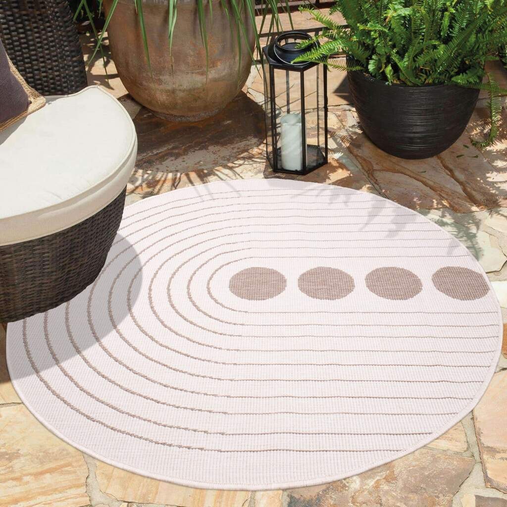 Outdoorteppich »DUO RUG 5739«, rund, 5 mm Höhe, Wendeteppich Wetterfest In- & Outdoor,...