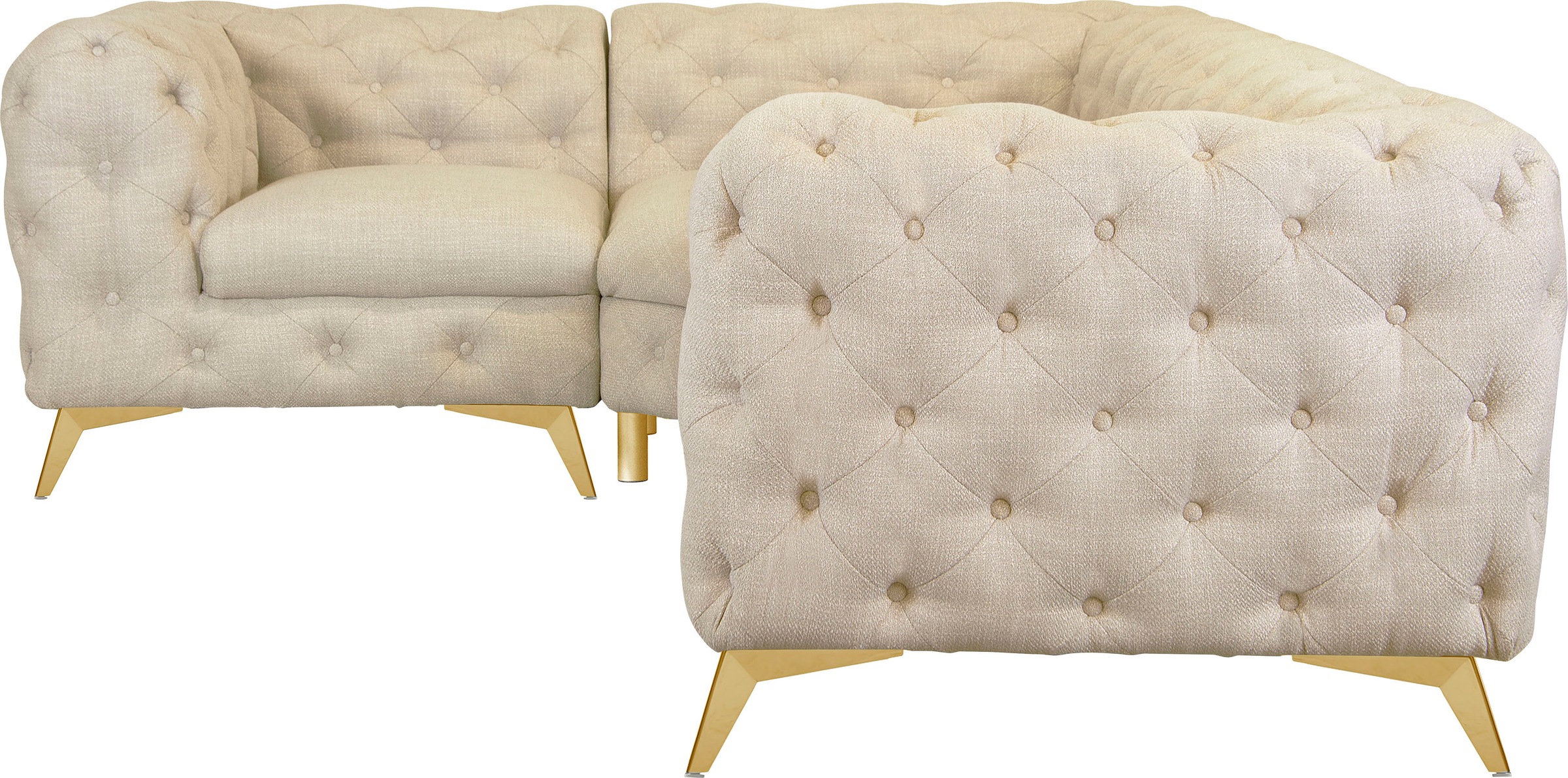 Home affaire Chesterfield-Sofa »Ecksofa GLYNIS L-Form mit Wellenunterfederung, Maße B/T/H 264/204/75cm« aufwändige Knopfheftung, moderne Chesterfield Optik, Fußfarbe wählbar