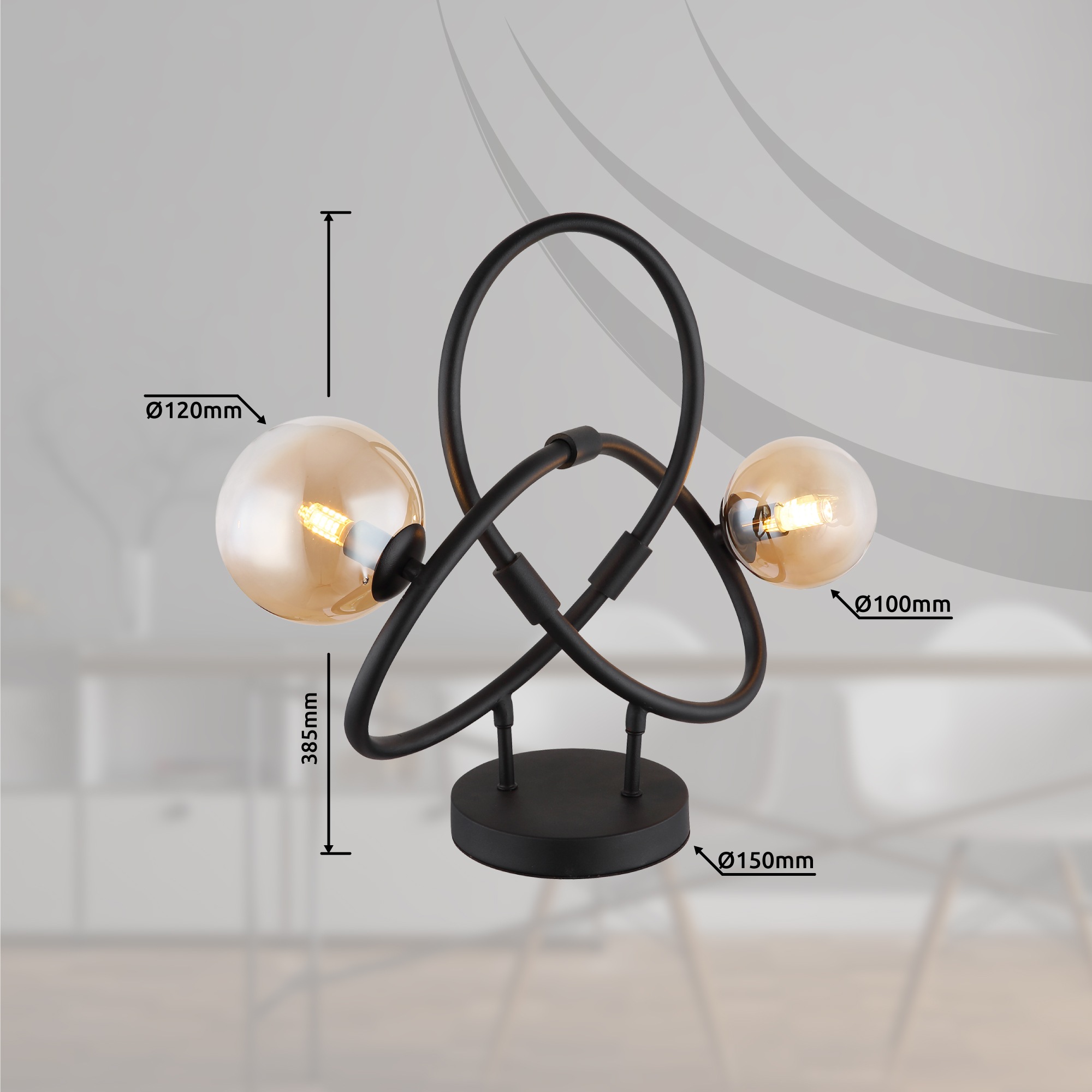 GLOBO LIGHTING Tischleuchte »TUBERIUS«, Leuchtmittel G9 | Leuchtmittel wechselbar, Tischlampe/Glas amber/modern/Wohnzimmer/Schlafzimmer