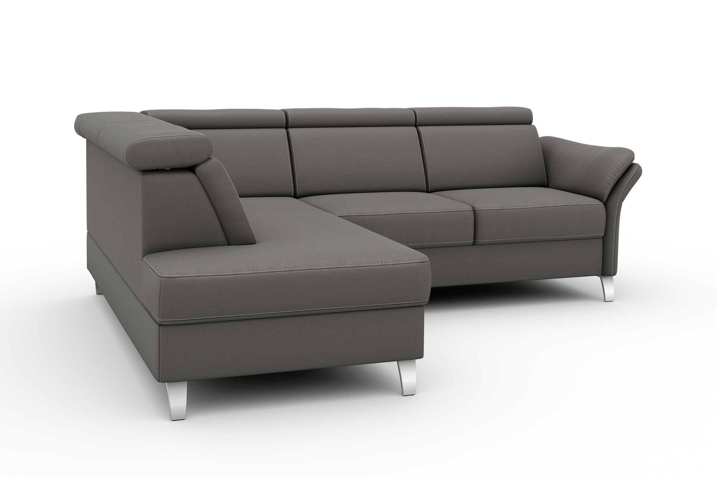 sit&more Ecksofa »Vincenzo L-Form«, inklusive Kopfteilverstellung, wahlweise mit Bettfunktion, Bettkasten