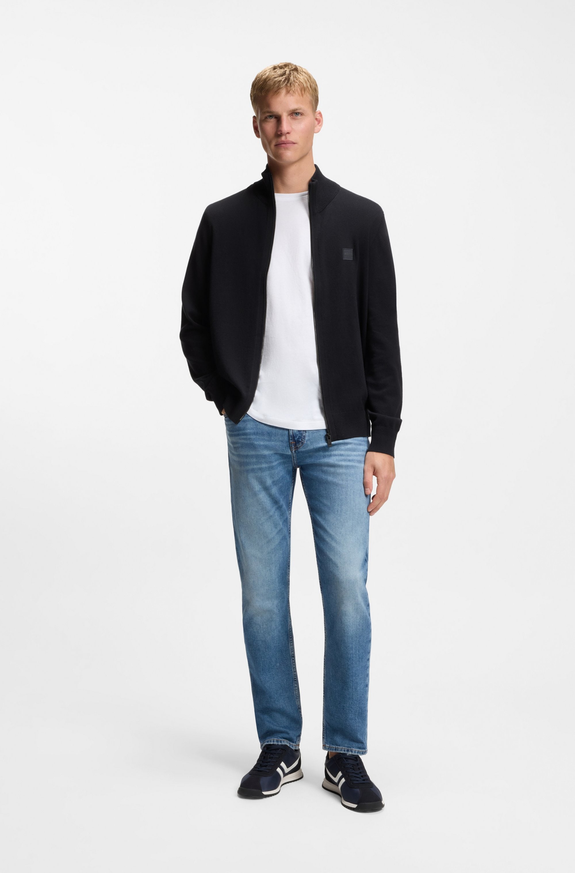 BOSS ORANGE Strickjacke »Kanozip« mit Reißverschluss