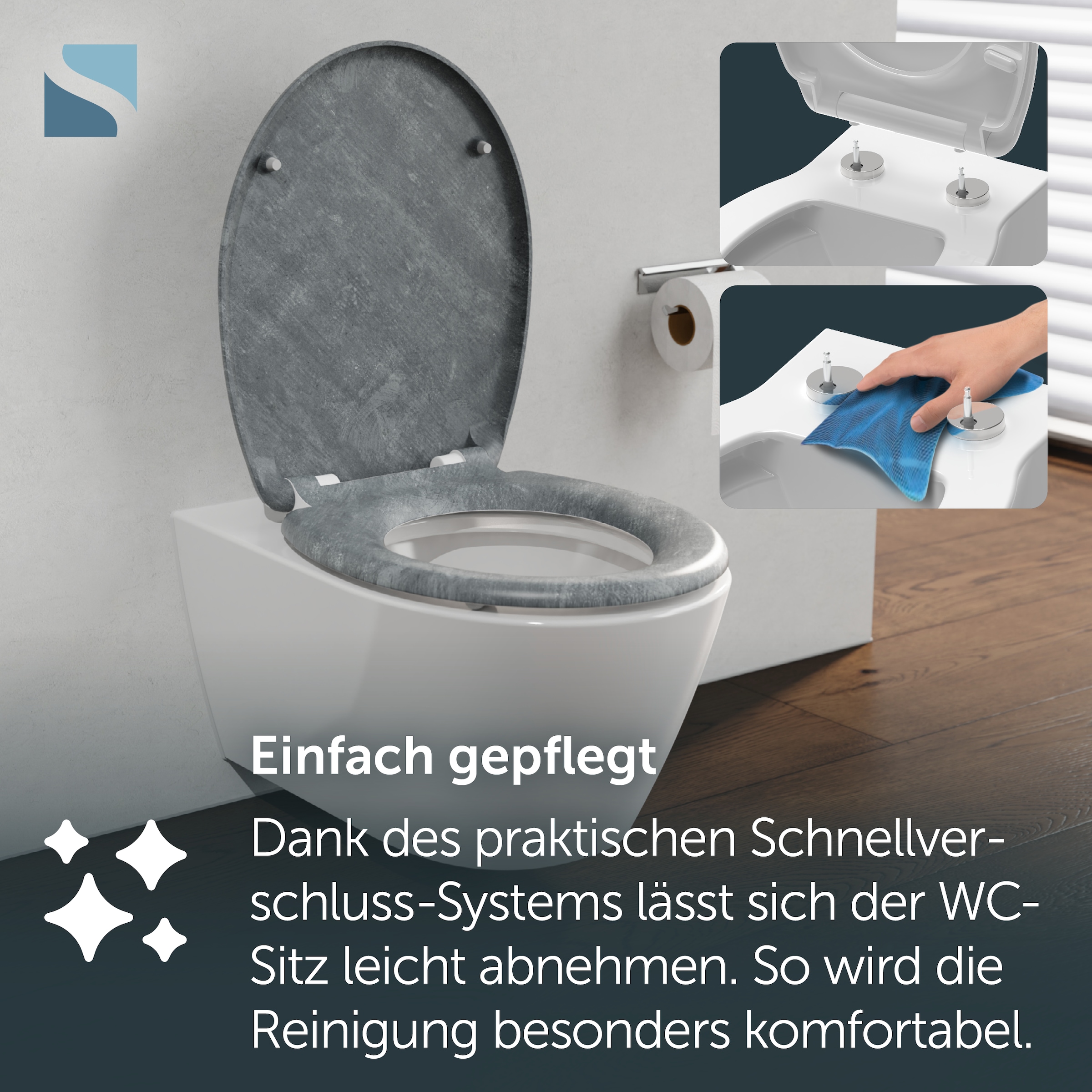 Schütte WC-Sitz »LIGHT CONCRETE« Toilettendeckel, Absenkautomatik, Schnellverschluss, O-Form, bis 175kg