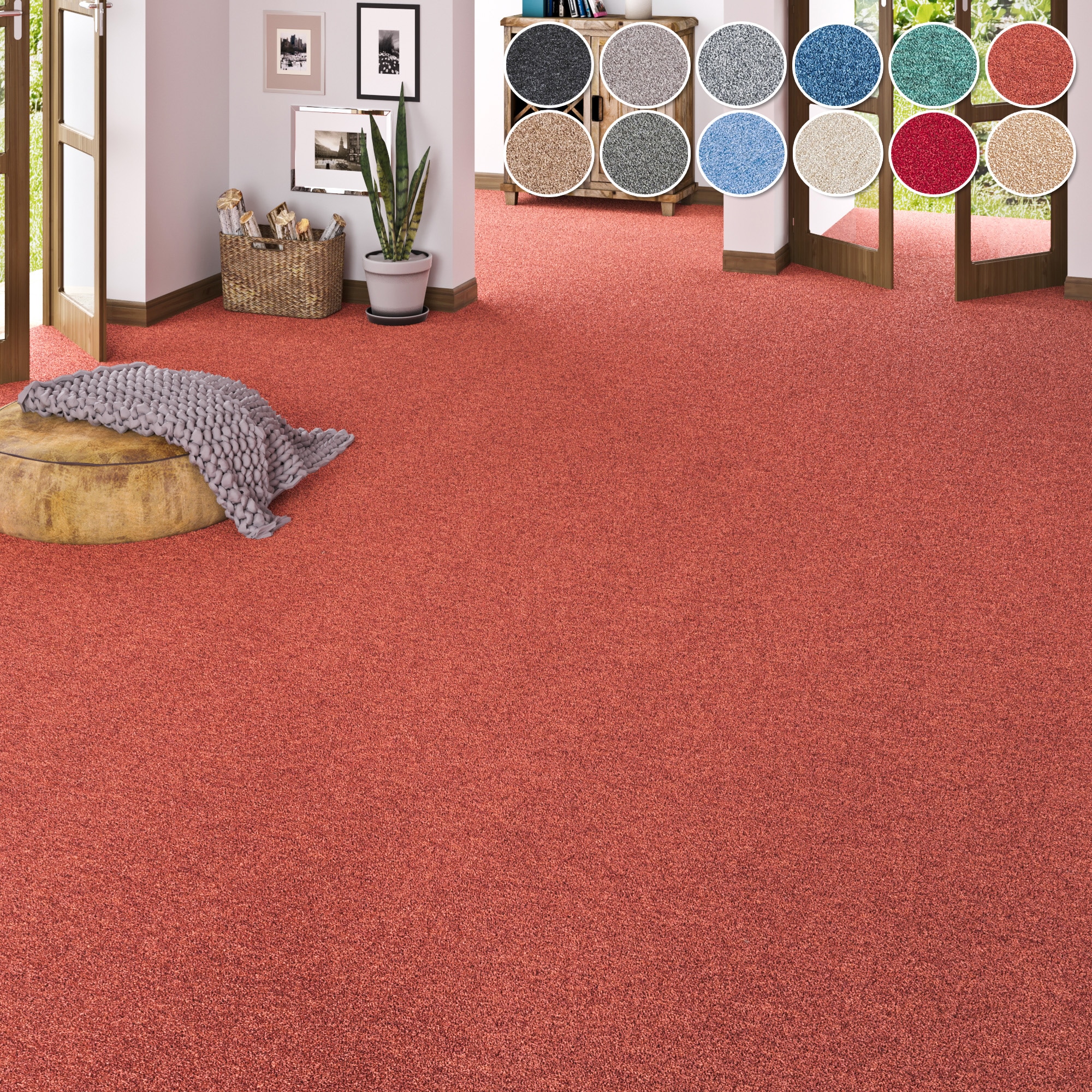 Teppichboden MY HOME, B:400cm H:5mm L:525cm, orange, Kunstfaser, Schlafzimmer, Teppiche, "Fortis, Schlinge, Made in Netherlands", meliert, Breite 400