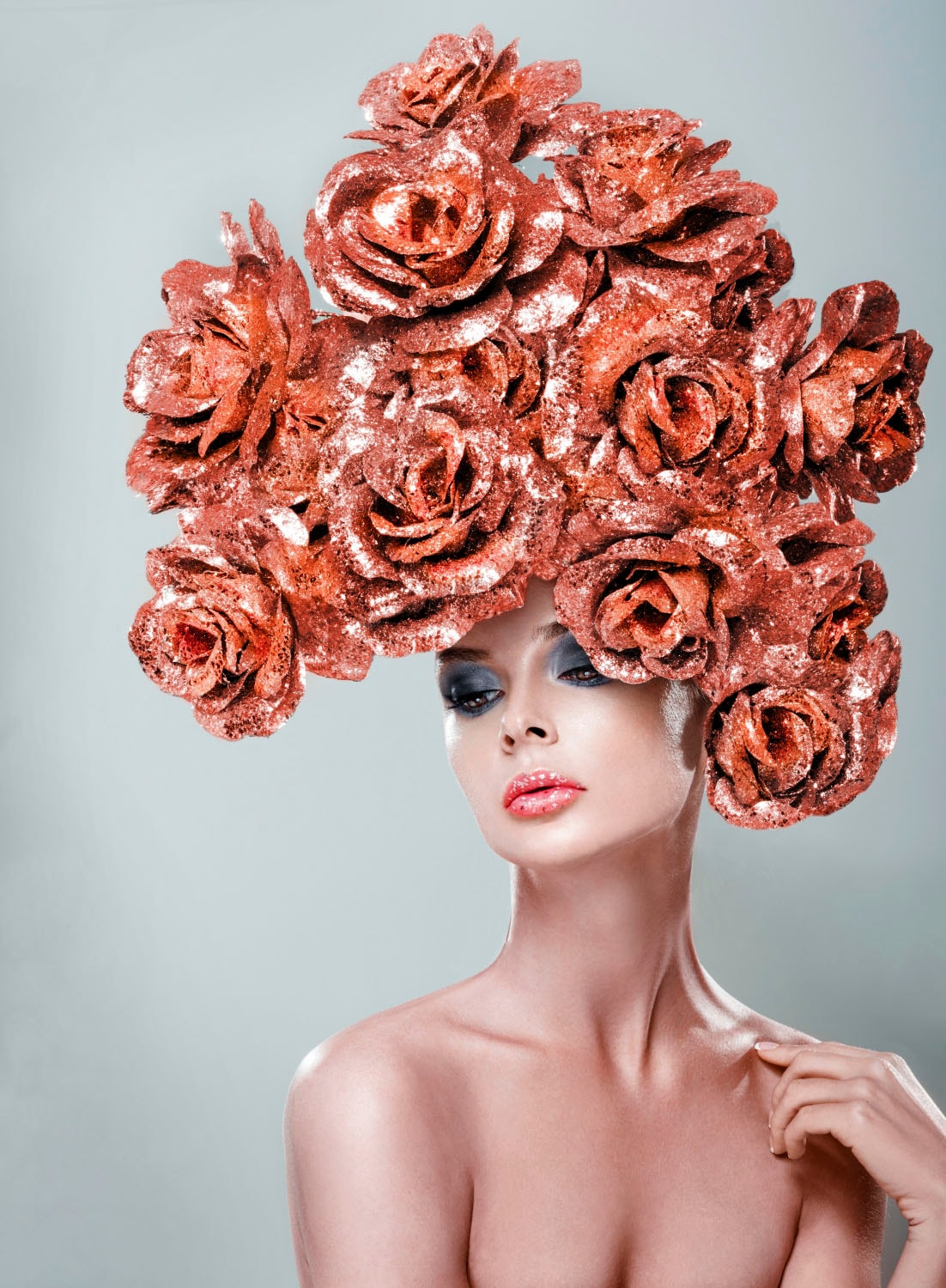 queence Acrylglasbild "Frau mit Blumenhut" Bilder von Frauen  Blumen  Fashi günstig online kaufen