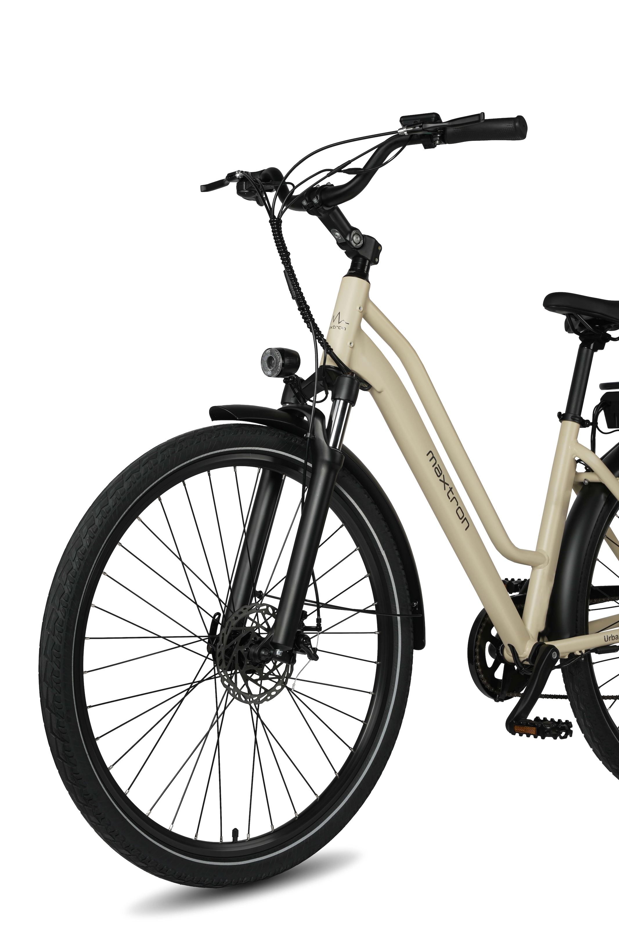 Maxtron »Maxtron Urban 7 E-Citybike 28 Zoll« 7 Gang Shimano Altus Schaltwerk Kettenschaltung Heckmotor 250 W Packung,  Tiefeinsteiger für Damen