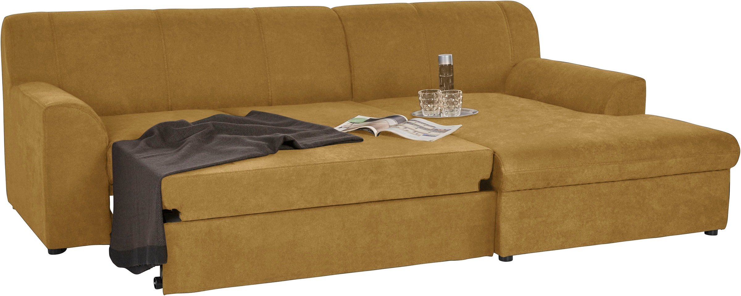 DOMO collection Ecksofa »Topper, elegant und zeitlos, kompaktes Stellmaß 245/155cm, L-Form«, mit Recamiere, wahlweise mit Schlaffunktion