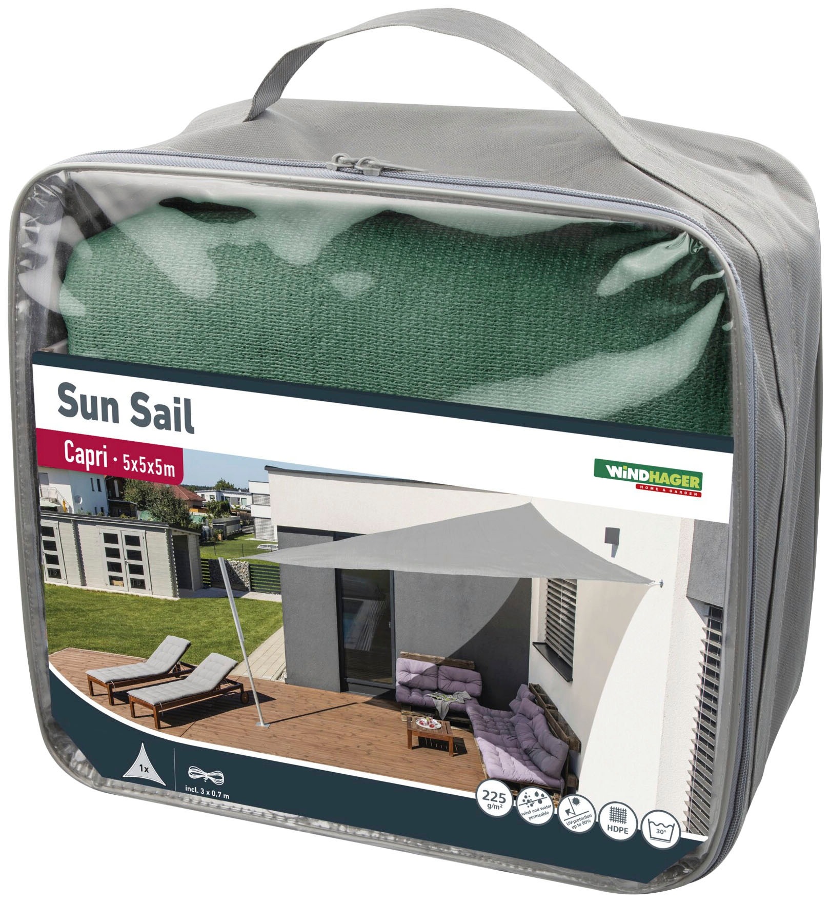 Windhager Sonnensegel »Capri Dreieck«, 5x5x5m, olive