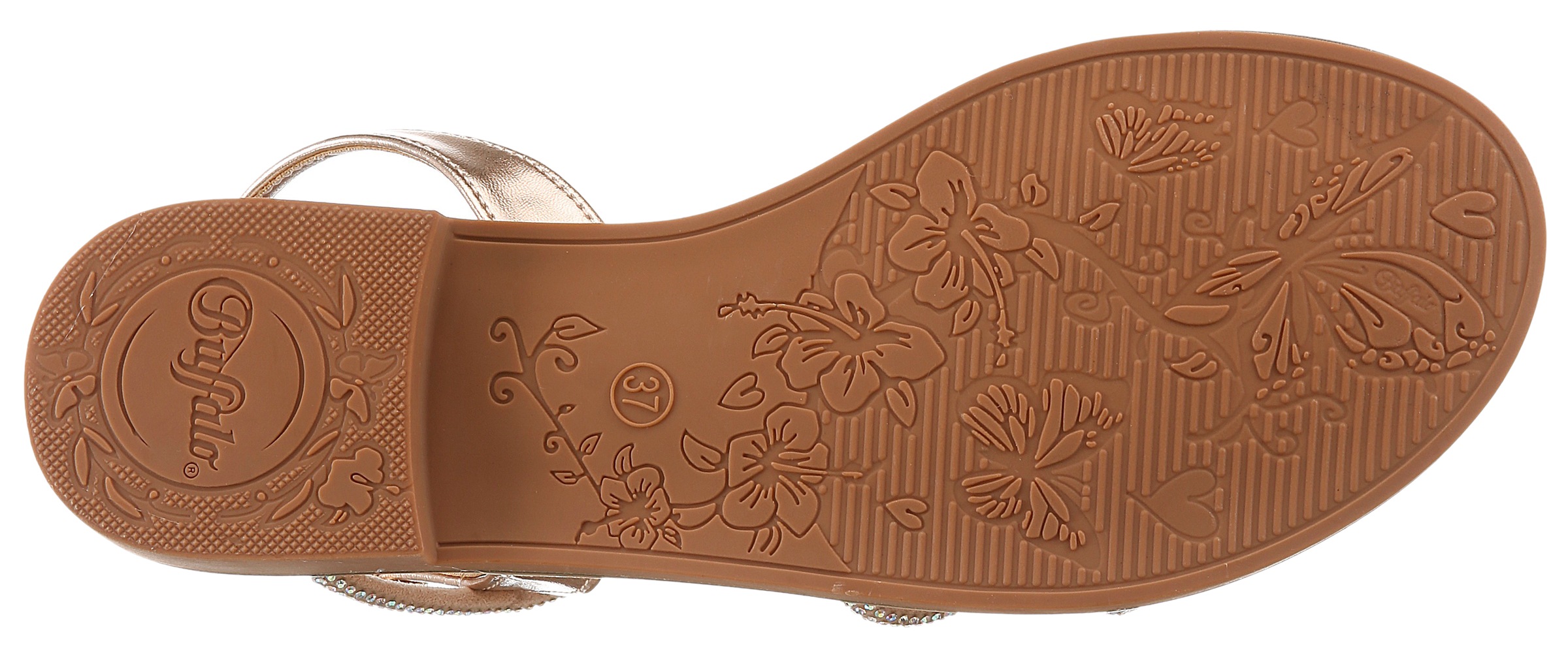 Riemchensandale BUFFALO, Damen, Gr. 41, creme, goldfarben, Lederimitat, Glitzer, Schuhe Riemchensandale, Sommerschuh, Zehentrenner mit Glitzerdetails 2