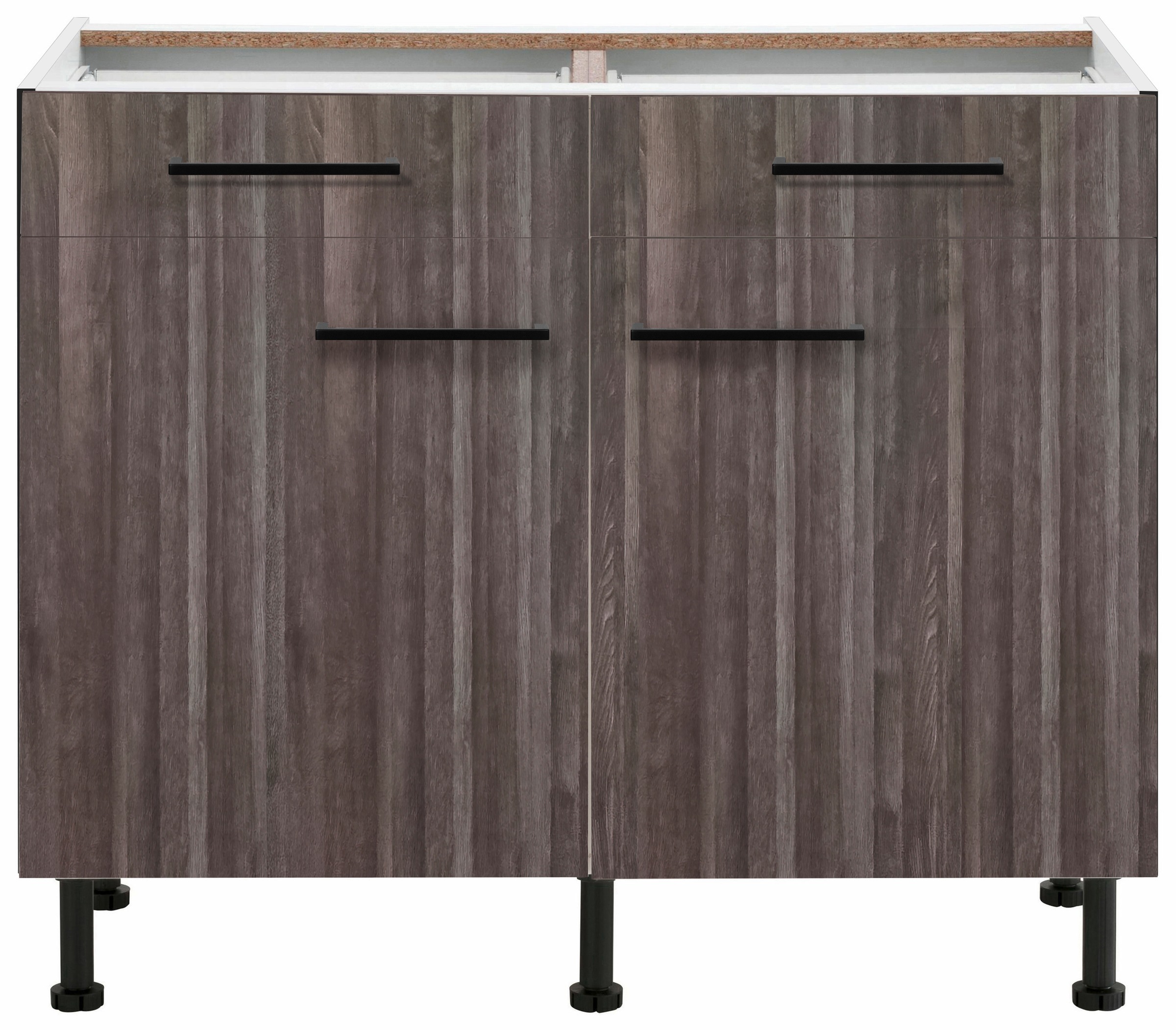 wiho Küchen Unterschrank »Nisos«, 100 cm breit, Soft-Close in Schubladen, verstellbare Füße, ohne Platte