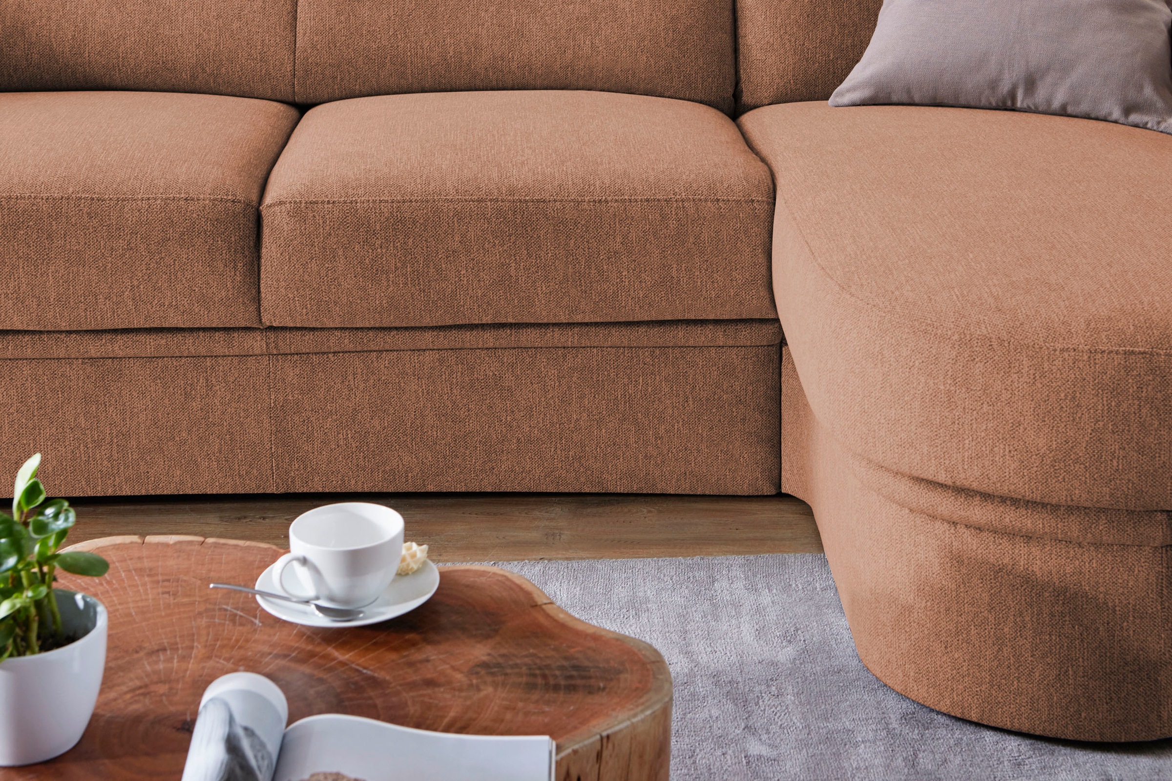 VILLA BECK Ecksofa »Varese L-Form«, (2 St.), Kopfteilverstellung, wahlweise mit Sitzvorzug, in Sitzhöhe 46 cm