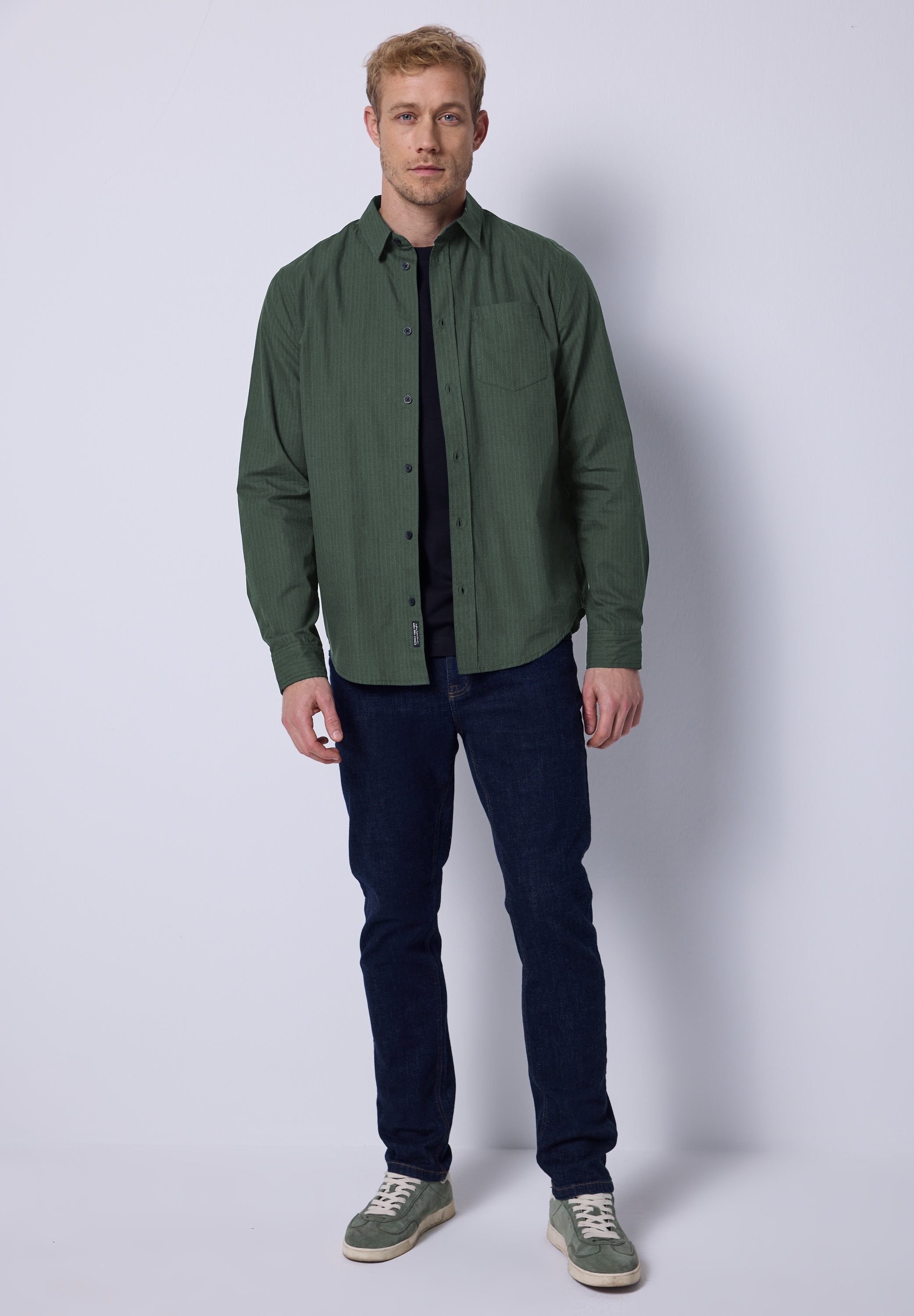 STREET ONE MEN Langarmhemd aus reiner Baumwolle