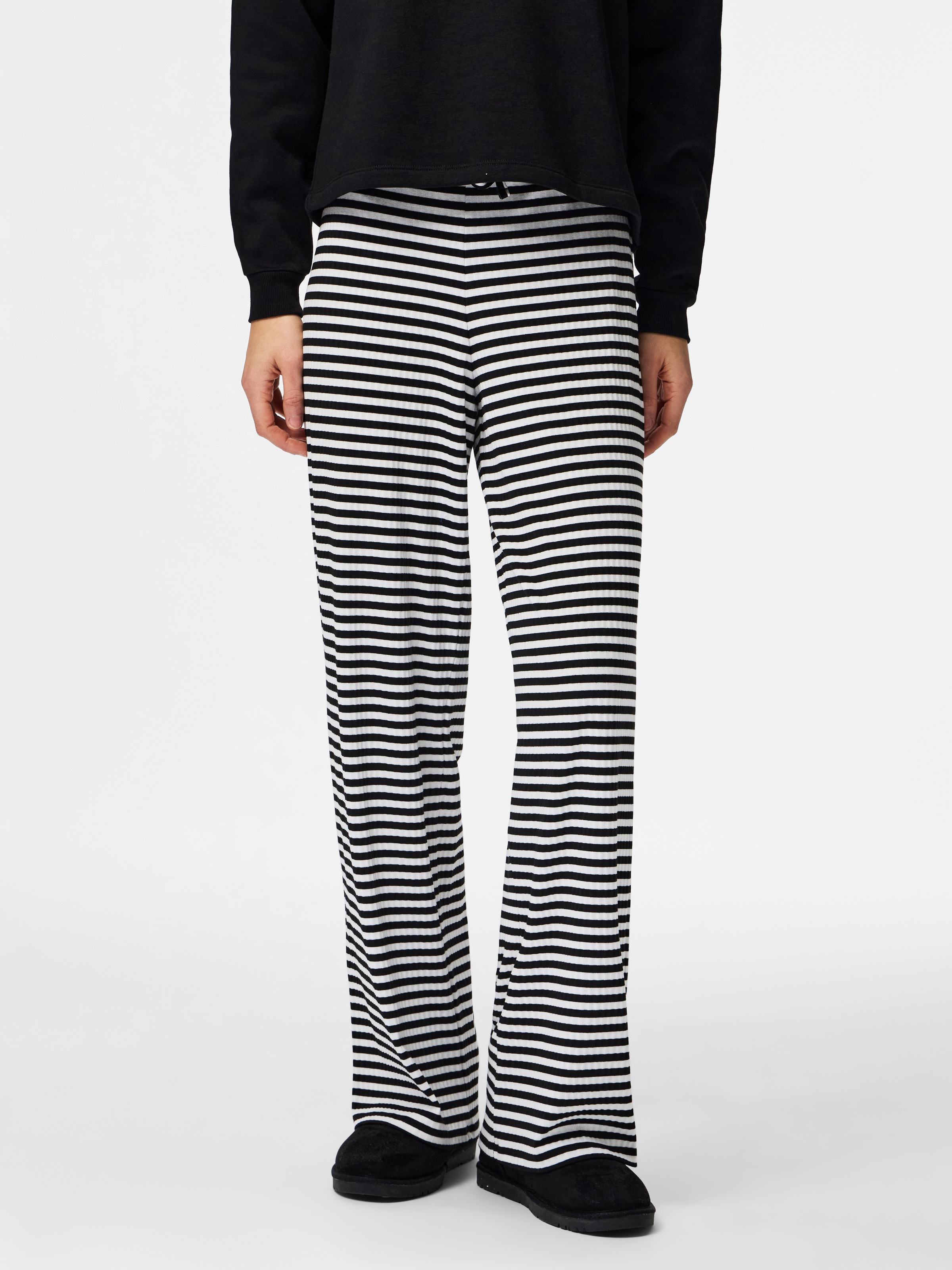 pieces Jerseyhose "PCLAYA MW WIDE PANTS JRS NOOS" Materialmix, regular fit