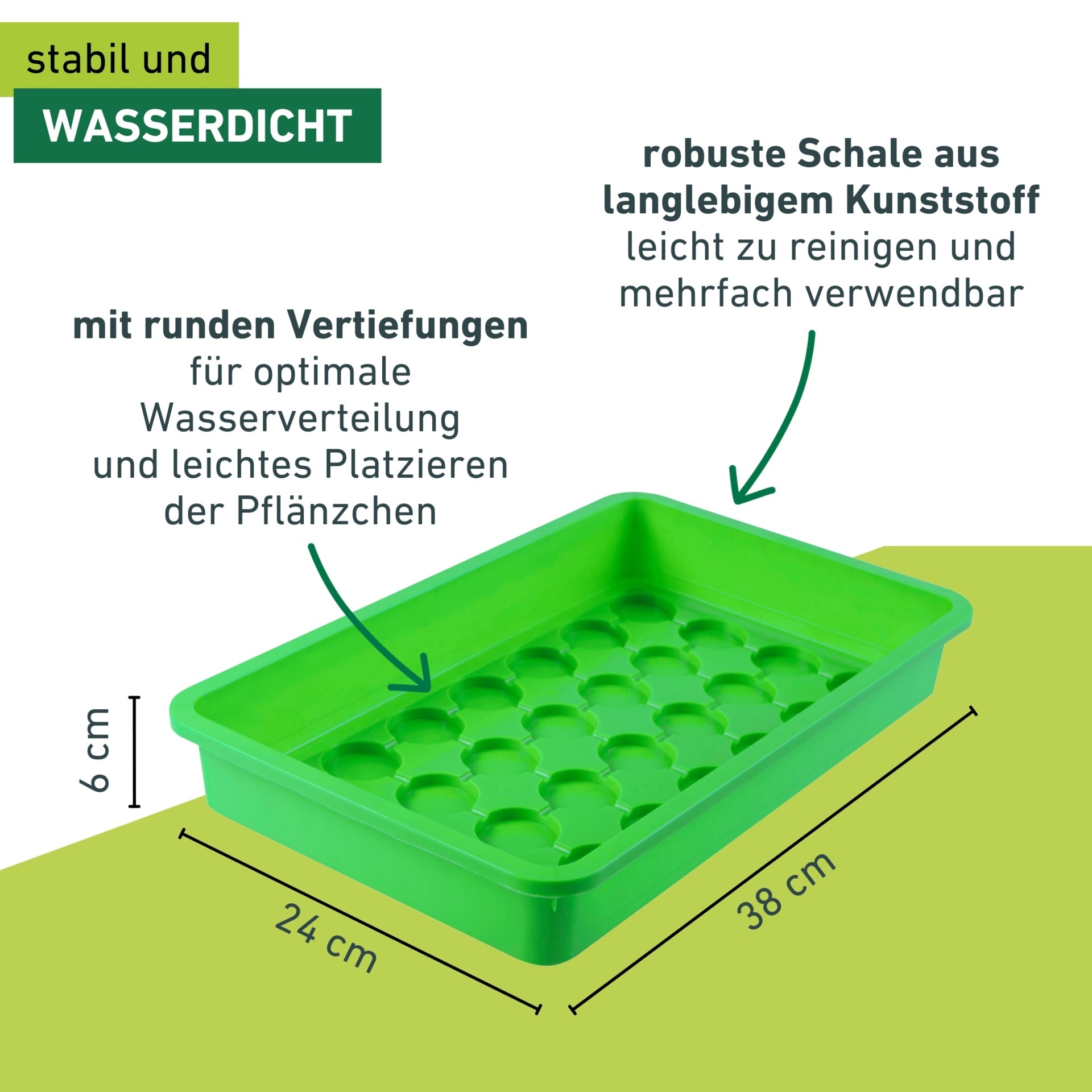 Windhager Gewächshaus »für Gemüse und Blumen, Anzucht Schale« ideal für Innenräume, Terrasse, Balkon, 28 x 24 x 6 cm, grün