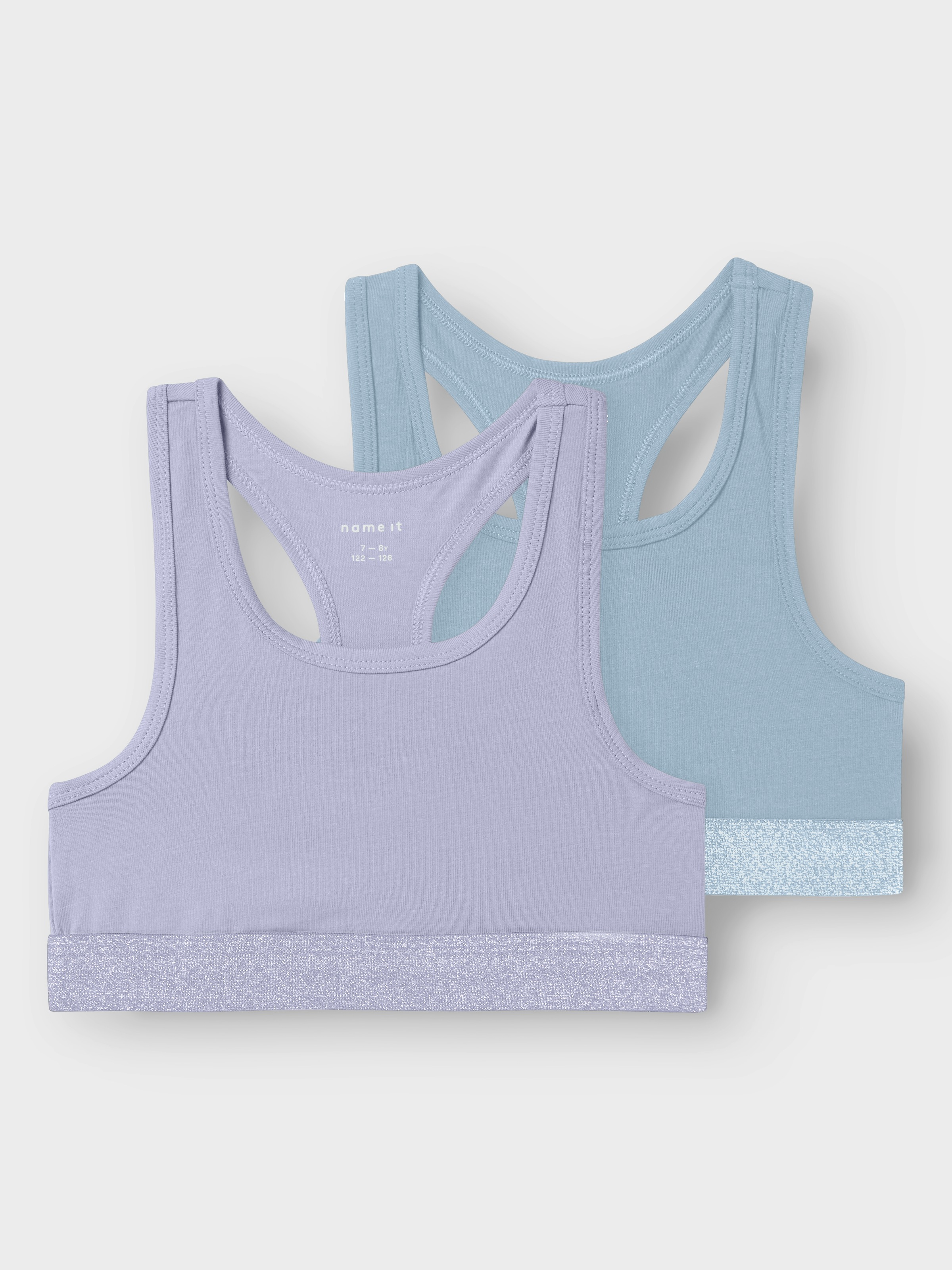 NAME IT Mädchen Bustier "NKFSHORT TOP 2P NOOS", Gr. 116, lila, Jersey, Obermaterial: 95% Baumwolle, 5% Elasthan, meliert, BHs