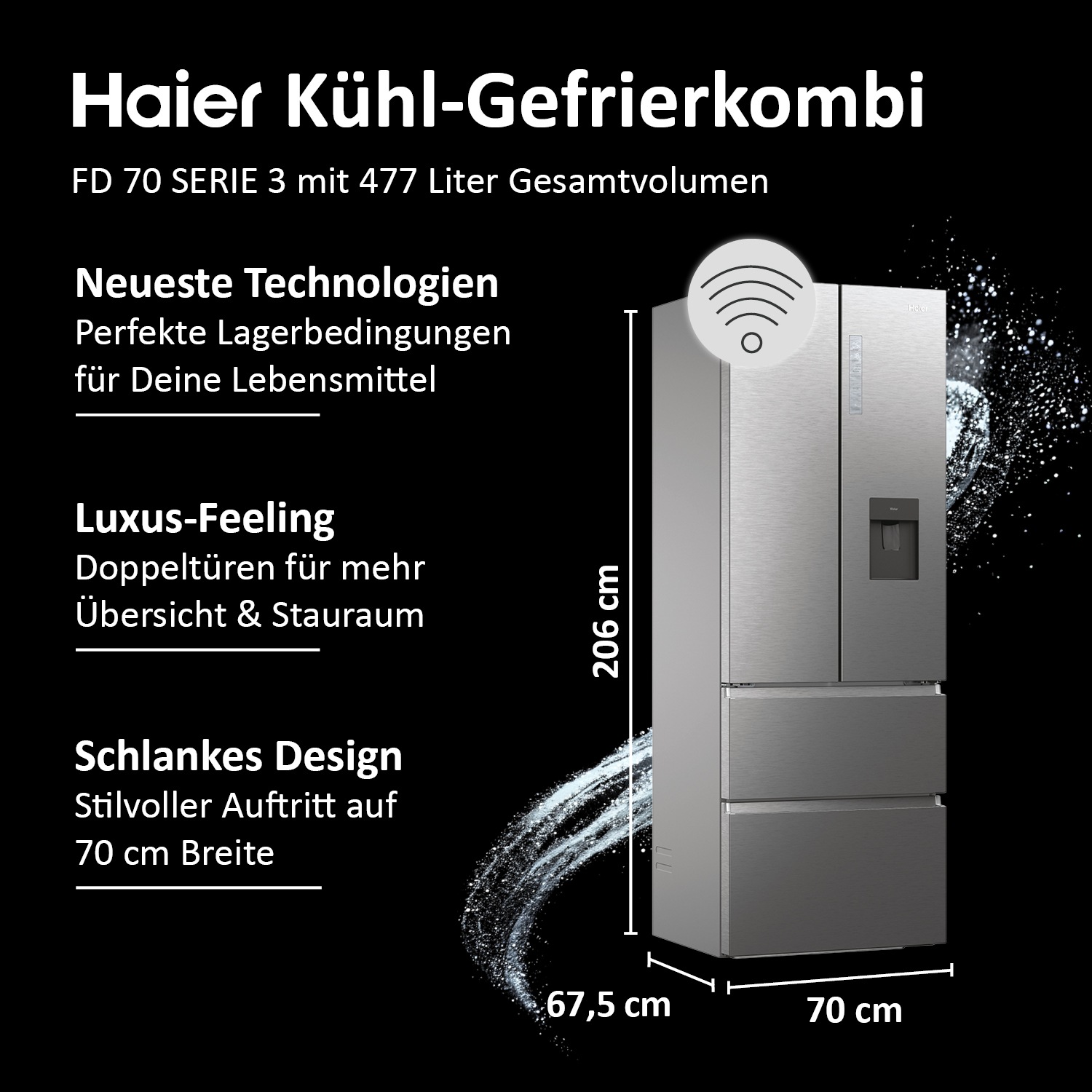 Haier French Door "HFR7720DWMP" 200,6 cm hoch 70 cm breit günstig online kaufen