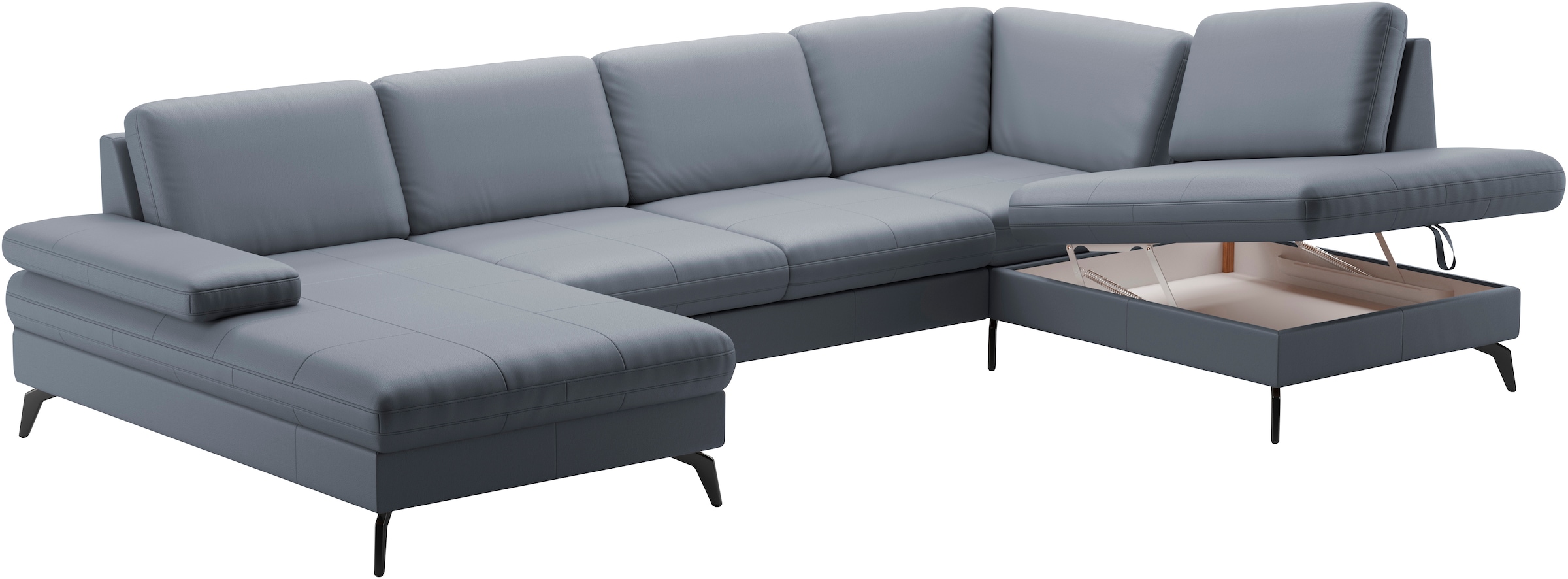 sit&more Wohnlandschaft »Morris U-Form, inkl. Sitztiefenverstellung«, wahlweise mit Armteilverstellung, Bettfunktion & Bettkasten