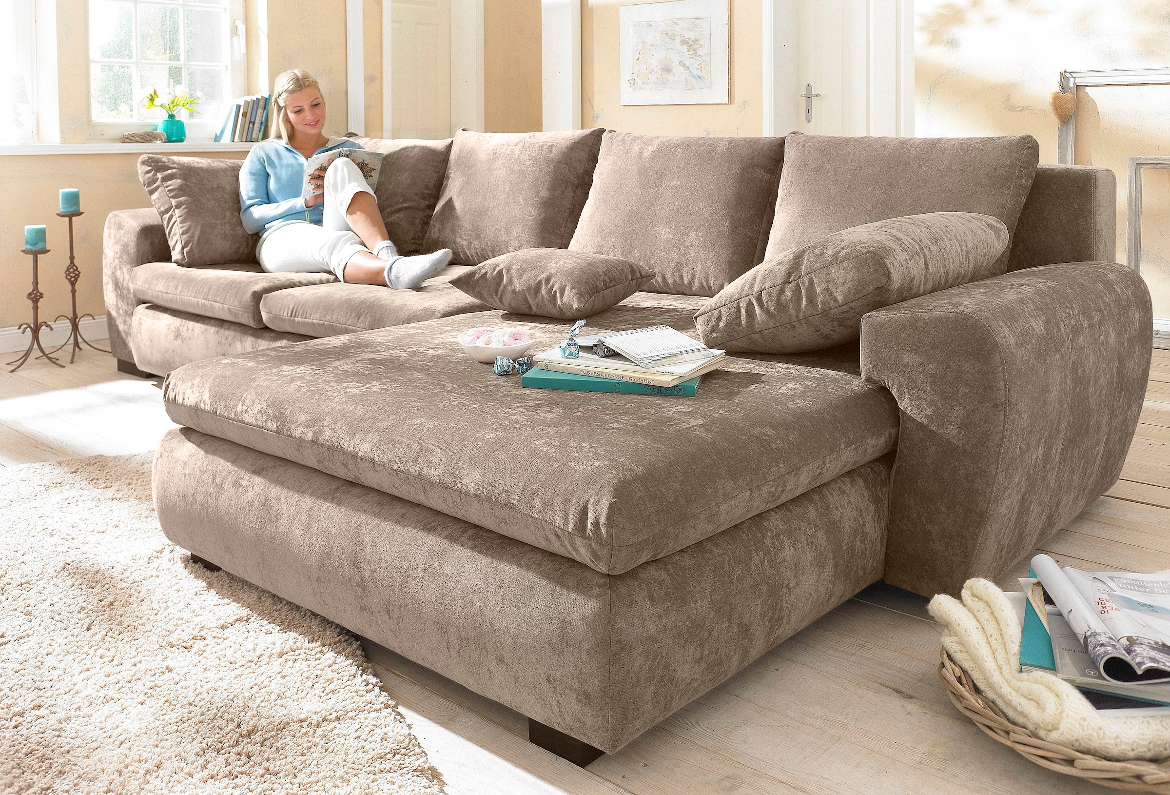 Home affaire Ecksofa Cara Mia L-Form, wahlweise mit Bettfunktion und Bettka günstig online kaufen