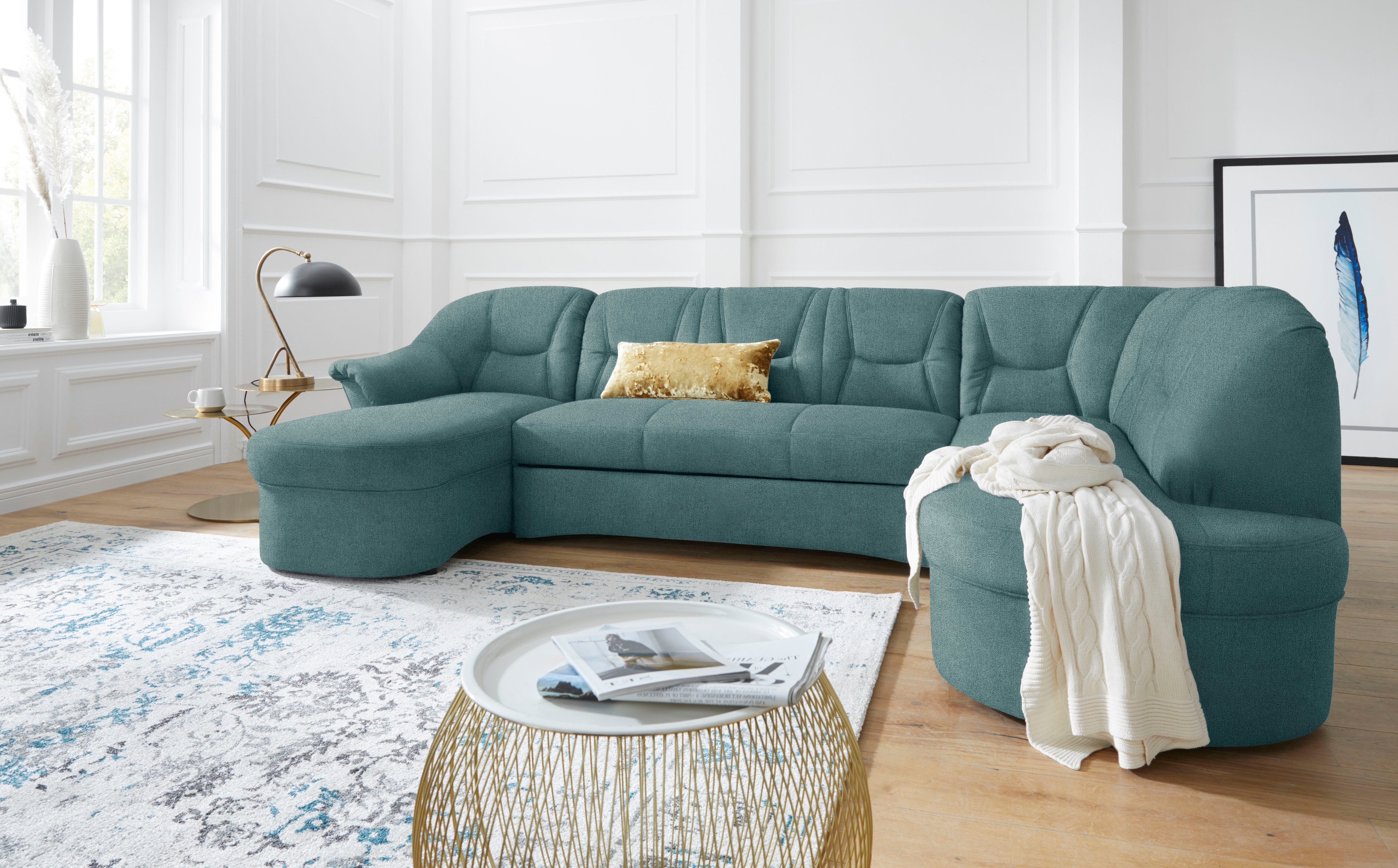 DOMO collection "SARAFINA 295x83x180 cm, auch mit Federkern für mehr Sitzkomfort" whlw. mit Bettfunktion, elegantes Design, U-Form