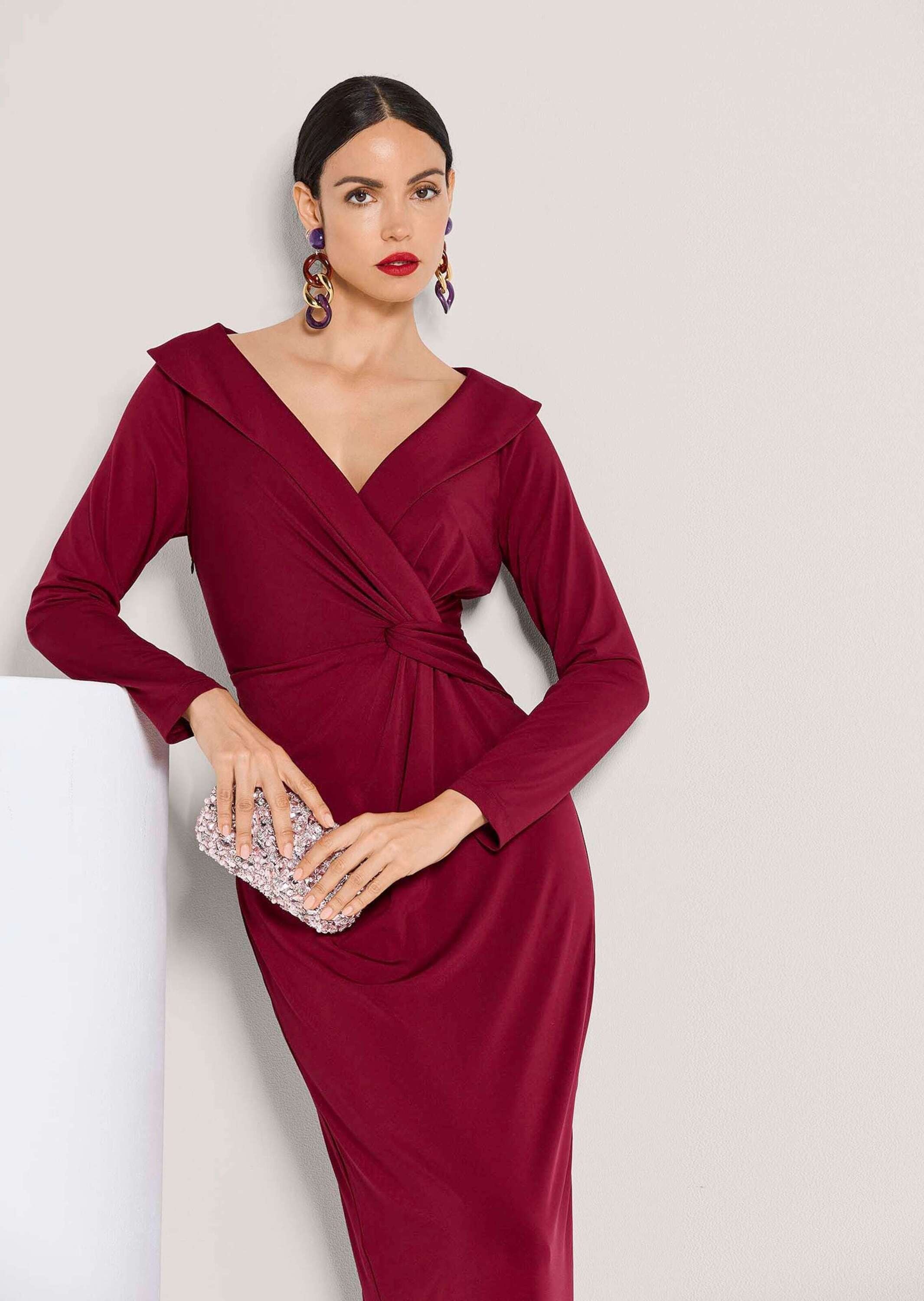 MADELEINE Abendkleid »Abendkleid Elegantes Stretchkleid in Wickel-Optik« Wickeloptik durch Knoten