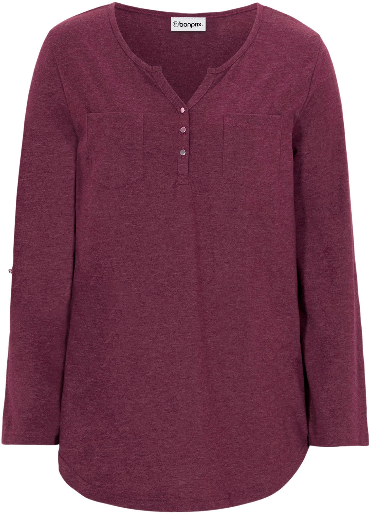 bonprix Henleyshirt lockere loose fit Passform, 3/4-Ärmel, mit Knopfleiste