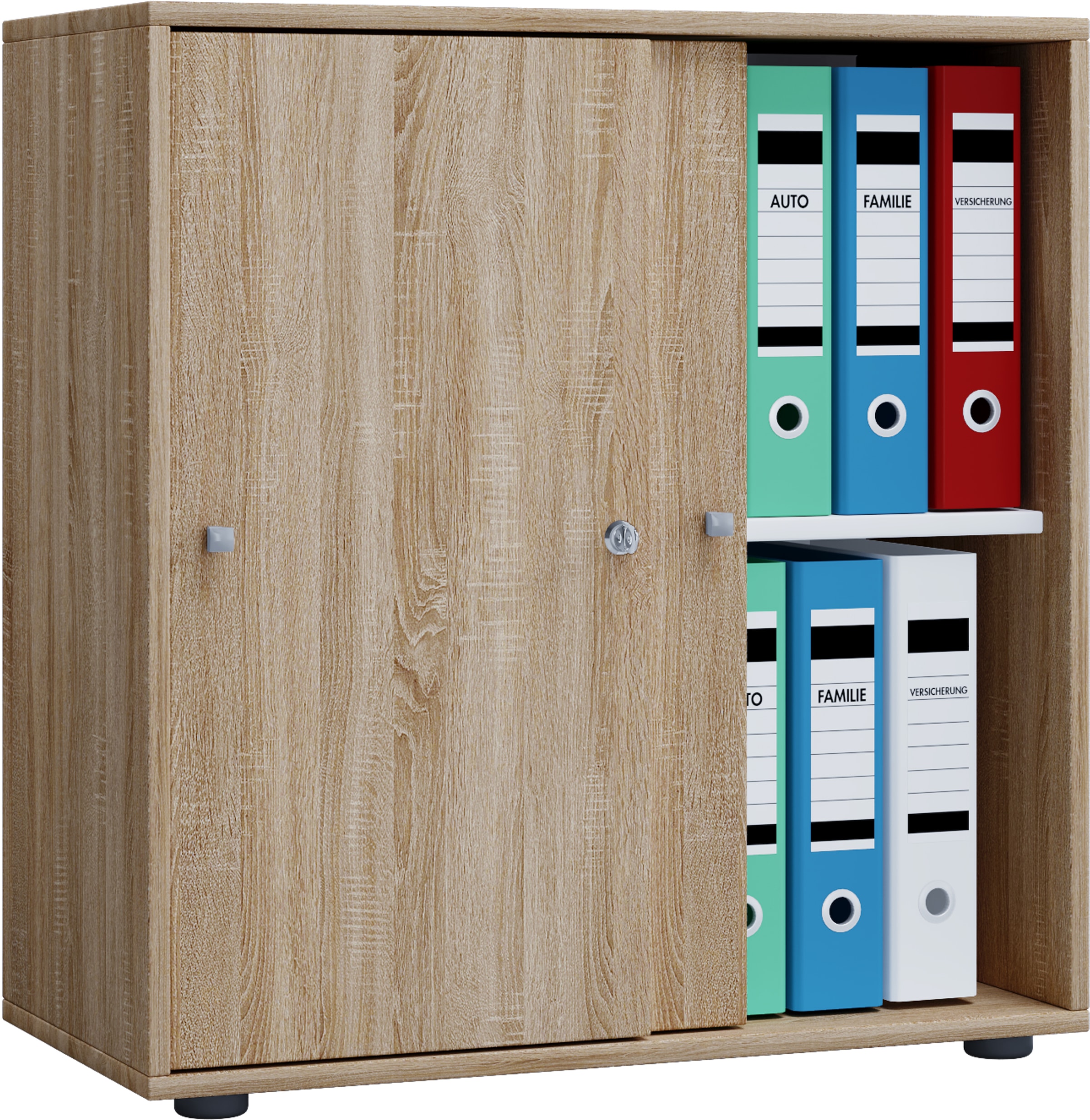 VCM Aktenschrank »VCM Büroschrank mit 2 Fächern | moderner Aktenschrank mit Schiebetüren | Maße ca. B. 70 x H. 73 x T. 37 cm ¿ Lona 2-Fach«, (1 St.)