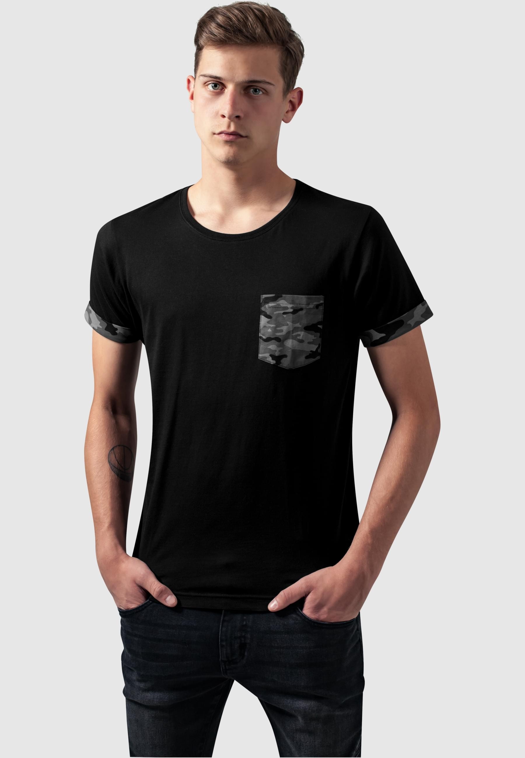 URBAN CLASSICS T-Shirt »Urban Classics Herren Camo Contrast Pocket Tee«, (1 tlg.)