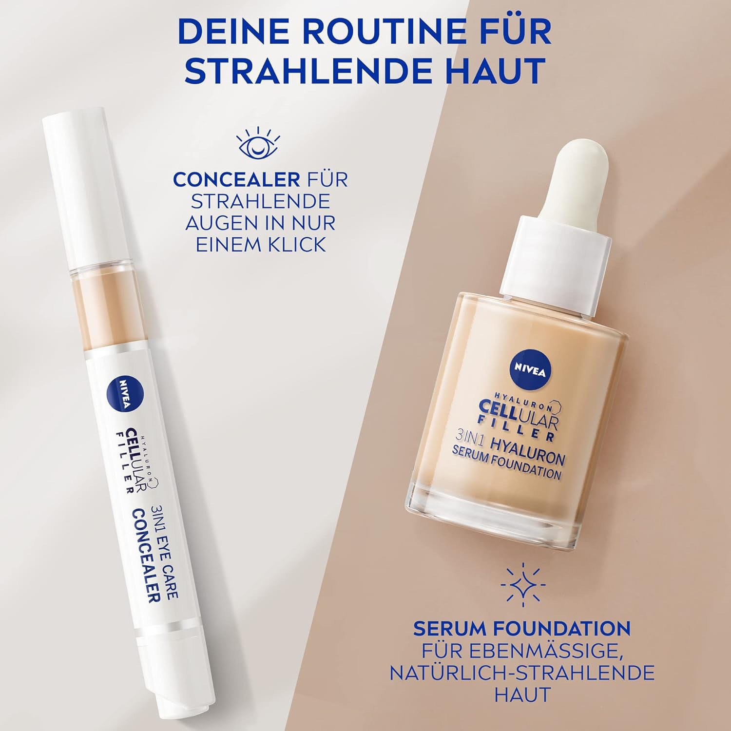Nivea Foundation »CELLULAR 3IN1 HYALURON SERUM FOUNDATION« mit natürlicher Deckkraft, für kleine Unebenheiten und Rötungen