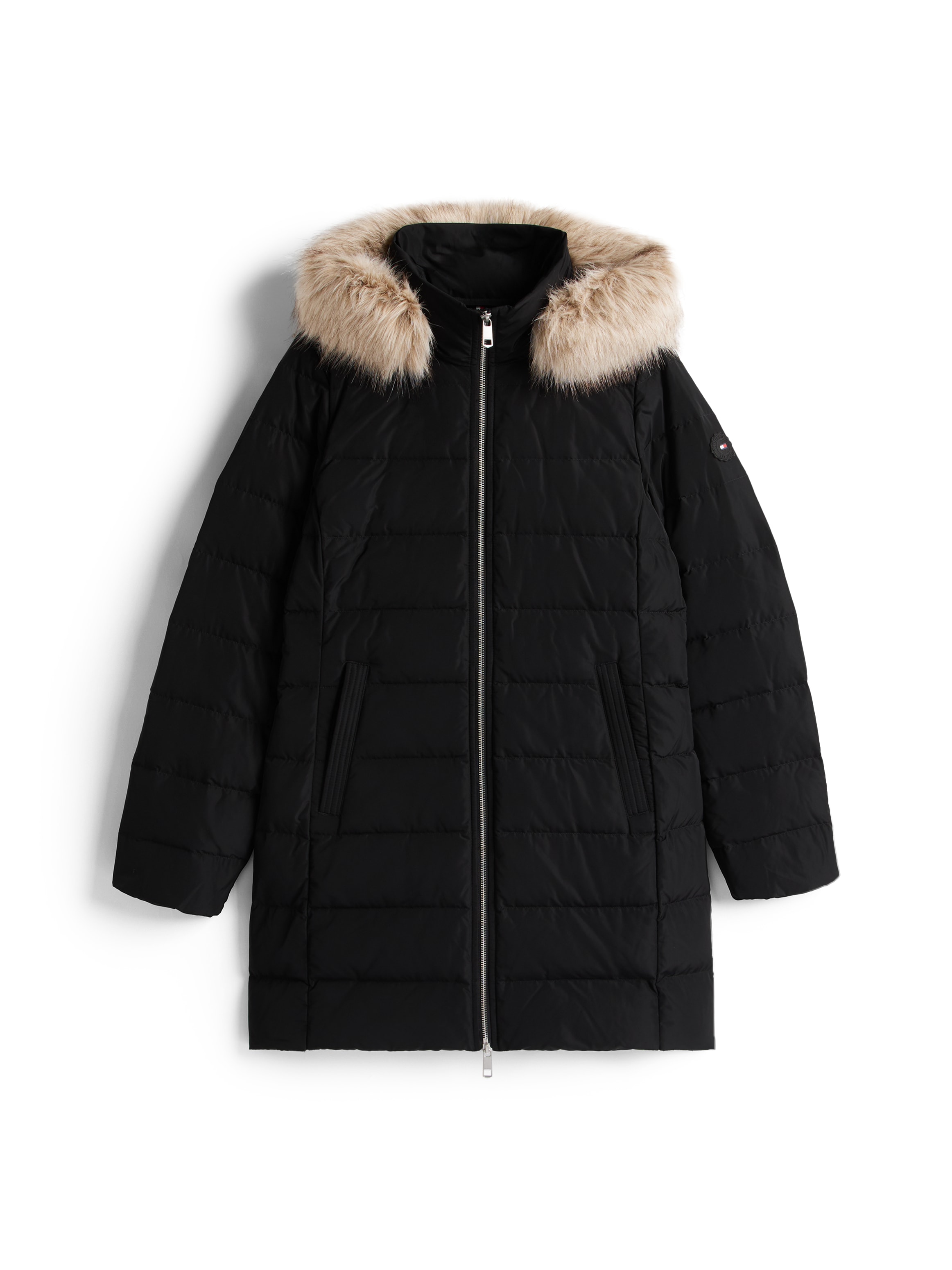 Tommy Hilfiger Steppmantel »MW DOWN SLIM COAT WITH FUR«, mit Fellimitat
