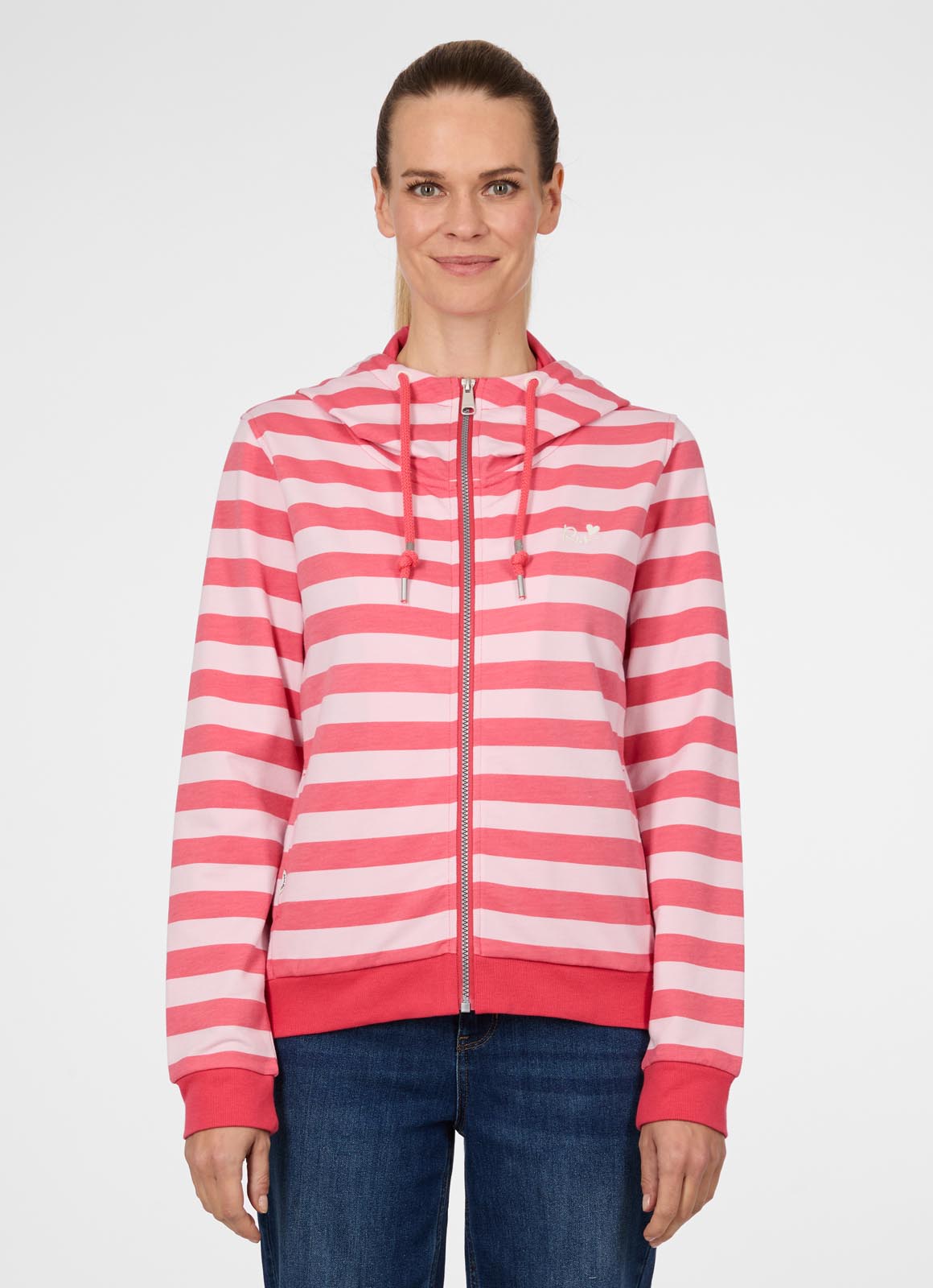 Ragwear Kapuzensweatjacke "PARYA STRIPES" aus Baumwollmischung, normale Passform, mit Reißverschluss