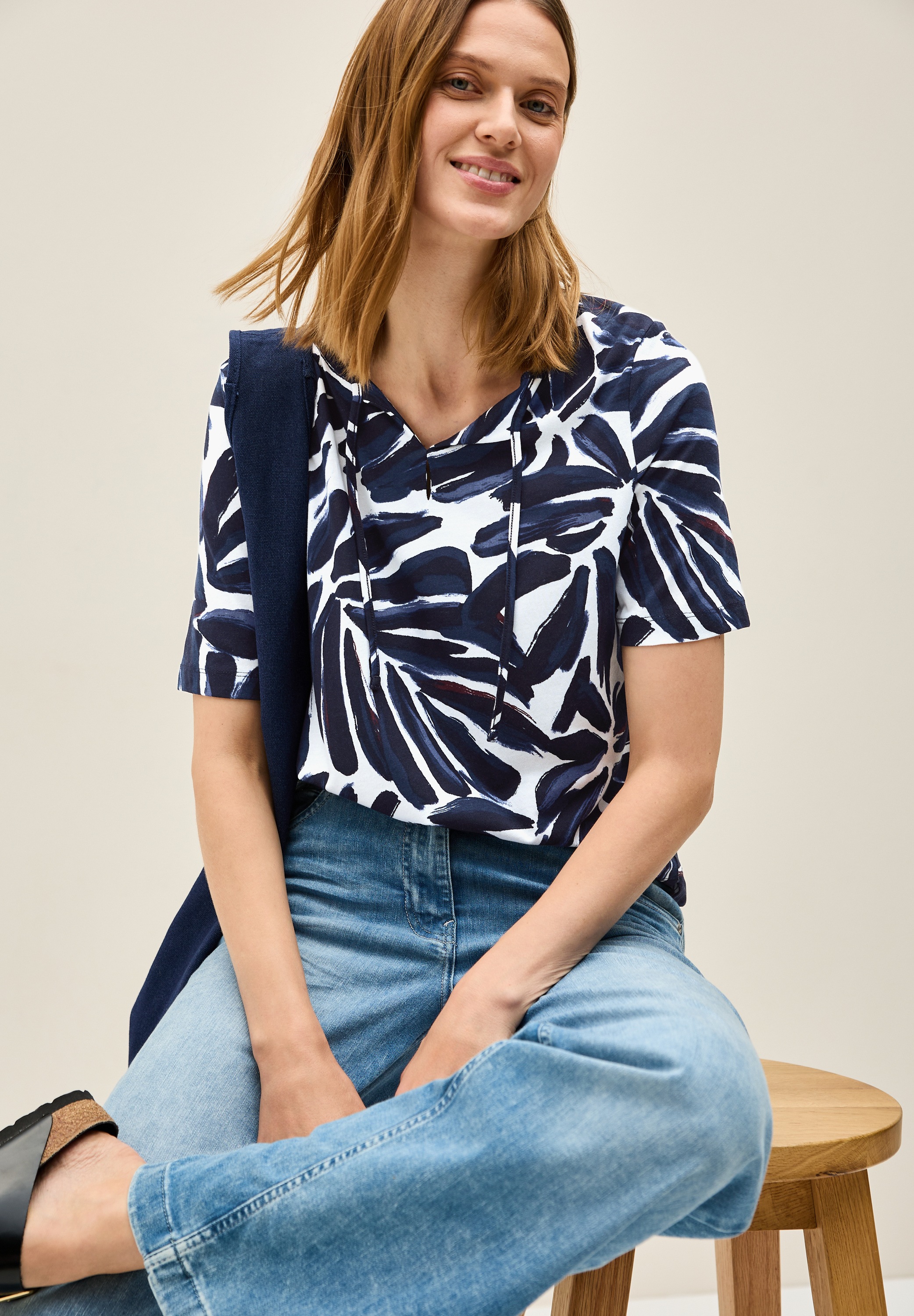 Cecil Tunikashirt mit Blättermuster günstig online kaufen