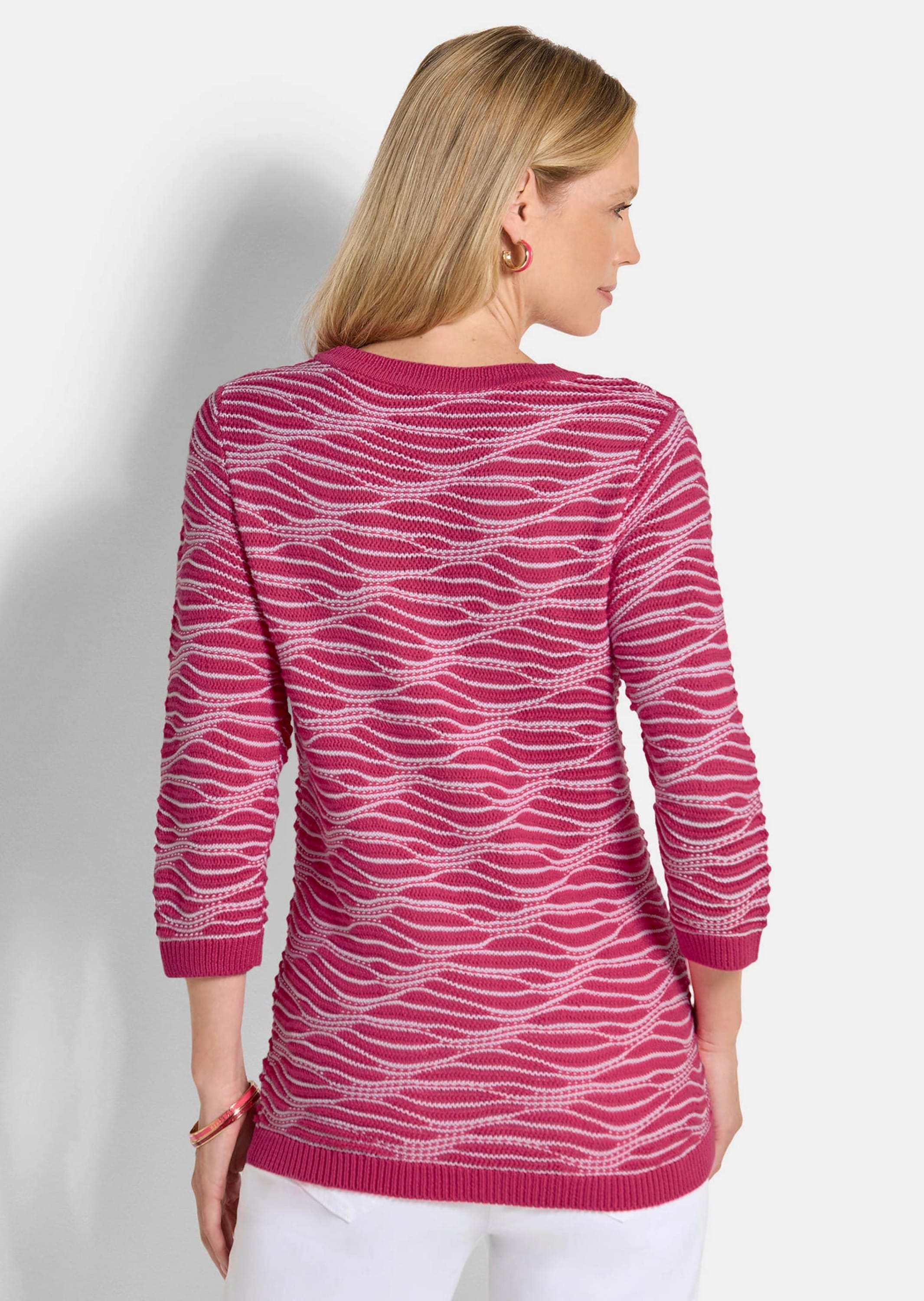 GOLDNER Rundhalspullover »Kurzgröße Baumwollpullover mit Wellenstruktur« modischer Wellenstrick