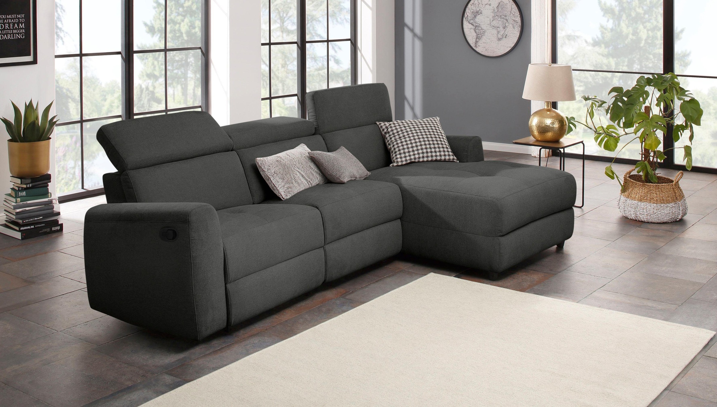 Home affaire Ecksofa »Sentrano, L-Form,«, 275 cm, man. o. elektr. Relaxfunktion und USB/Kopfverstellung