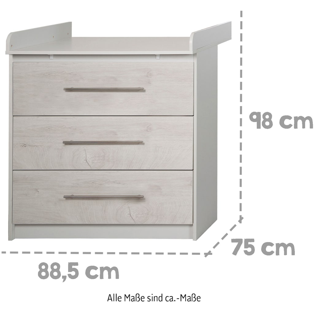 roba® Babyzimmer-Komplettset »Maren 2«, (Set, Babybett 70x140 cm, schmale Wickelkommode & Kleiderschrank 3-türig)