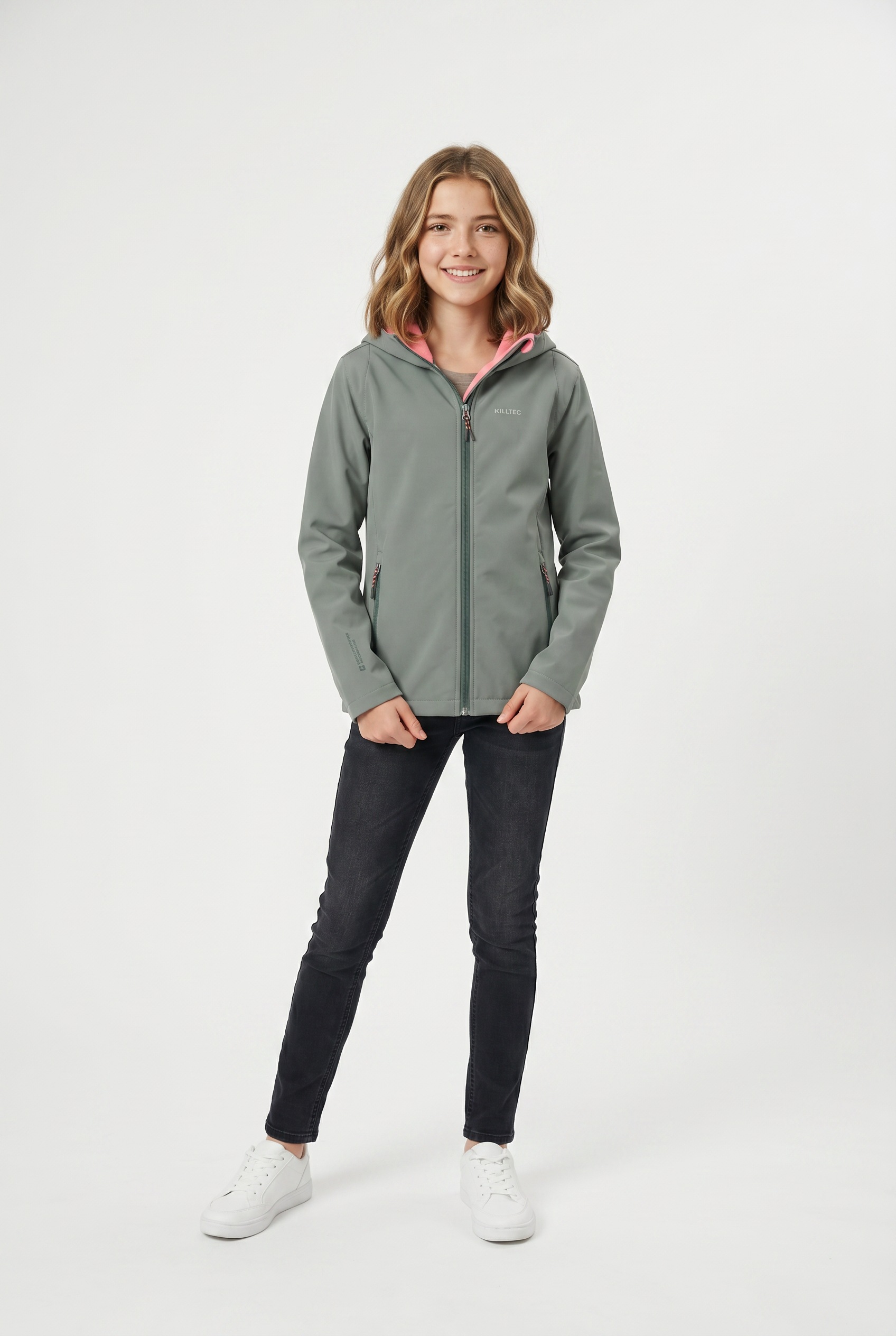 Killtec Softshelljacke »KOW 164 GRLS SFTSHLL JCKT« mit Kapuze für Kinder und Jugendliche, mit Kapuze winddicht, wasserabweisend