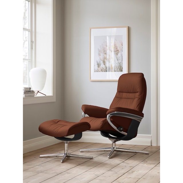 Stressless® Relaxsessel »Sunrise«, (Set, Relaxsessel mit Hocker), mit Hocker,  mit Cross Base, Größe S, M & L, Holzakzent Schwarz bestellen | BAUR